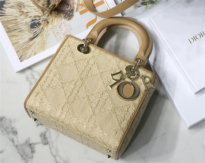 MEDIUM LADY Dior BAG Cannage Raffia Natural High