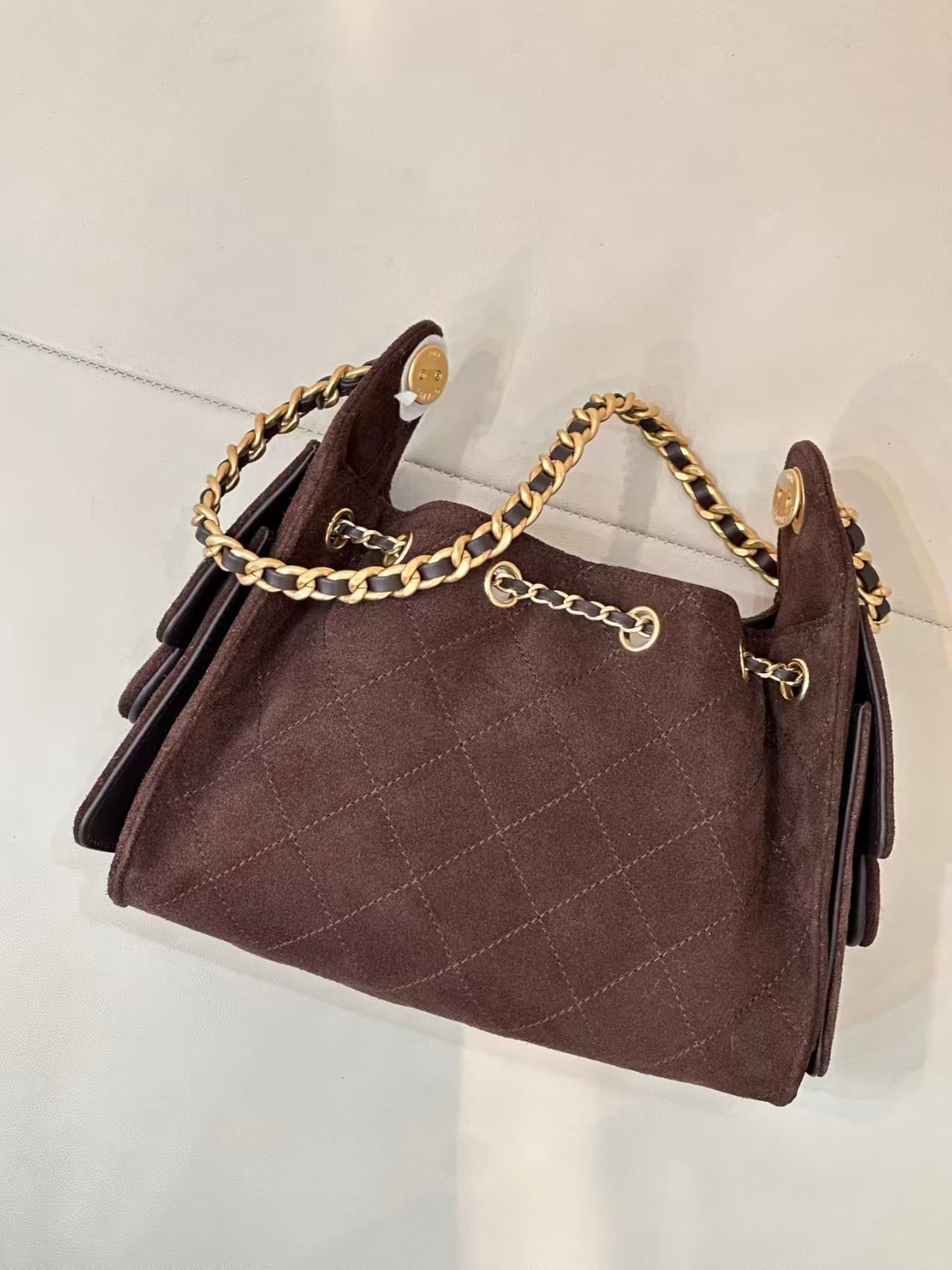 CHANEL 25 Mini Handbag AS5631 Suede &Gold-tone Metal Coffee TOP