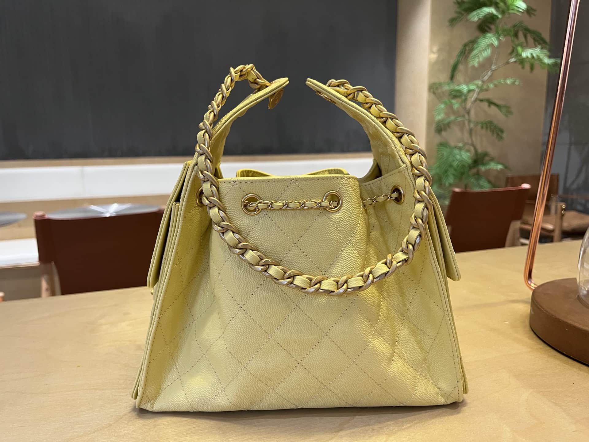 Chanel 25 Small Hobo handbag AS5293 Grained Calfskin & Gold-tone Metal Yellow A