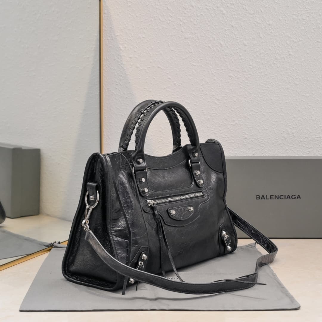 WOMEN'S LE CITY Medium Bag Silver Metal Black High