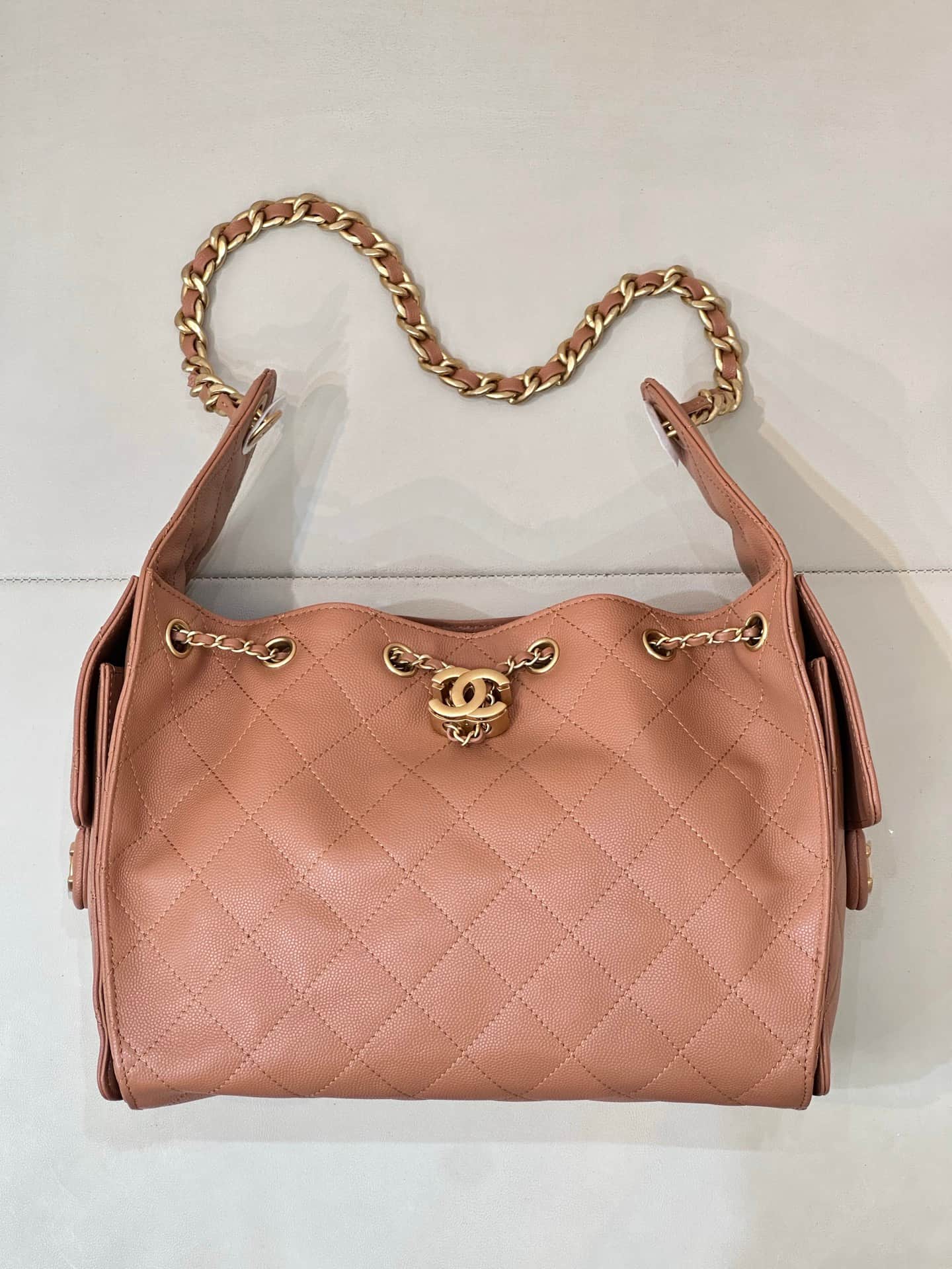 Chanel 25 Small Hobo handbag AS5293 Grained Calfskin & Gold-tone Metal Brown TOP
