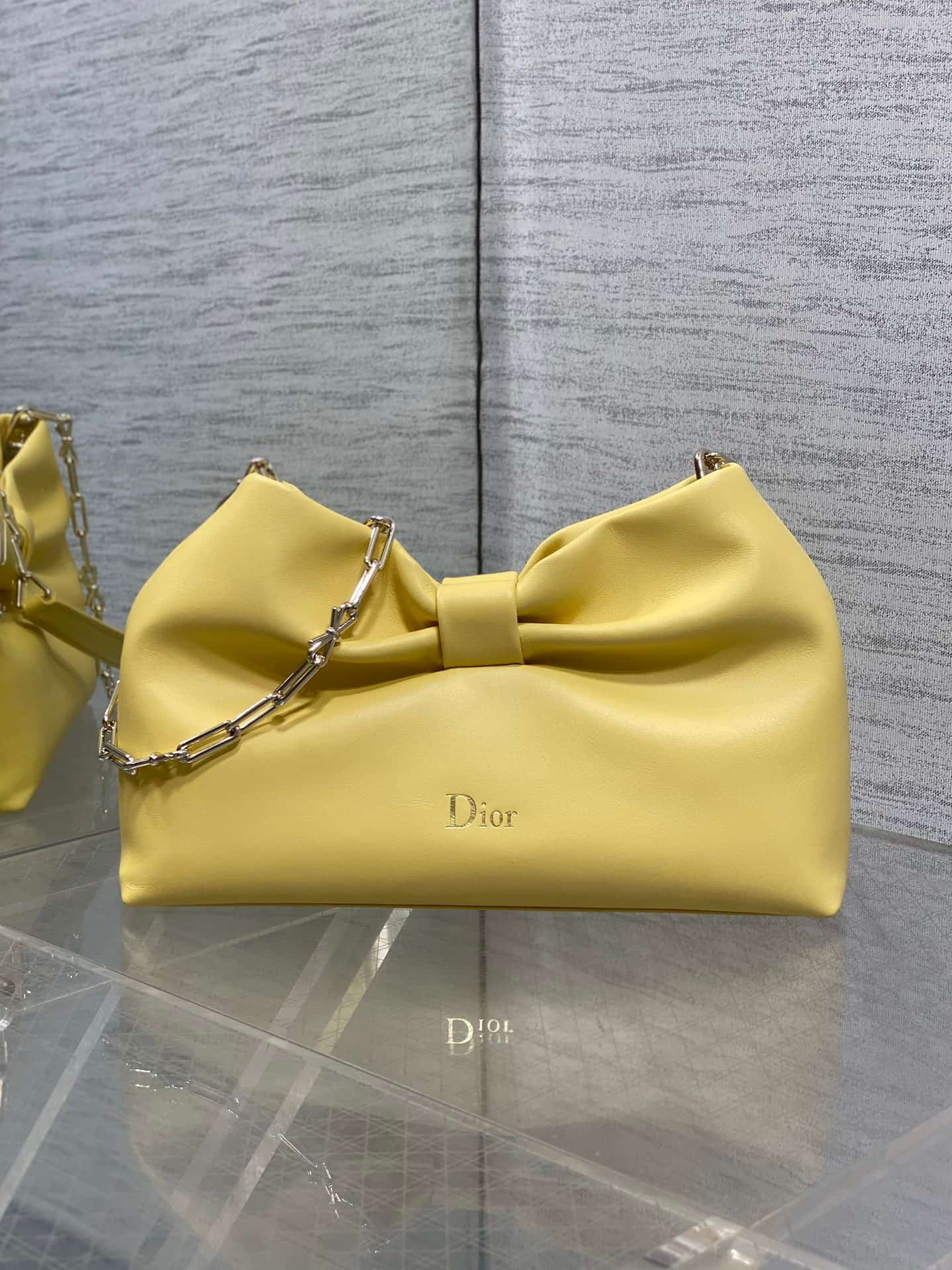 Small Dior Bow Bag Buttercup Leather High