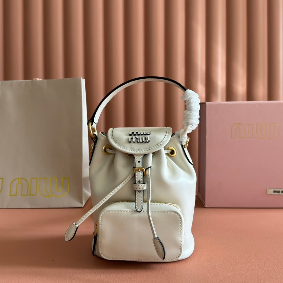 Miu Miu Calfskin Leather backpack White 5BZ045 High