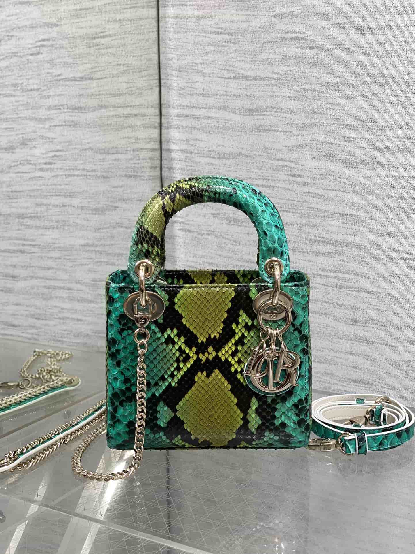 MINI LADY Dior BAG Cannage Python Gold-tone Metal High
