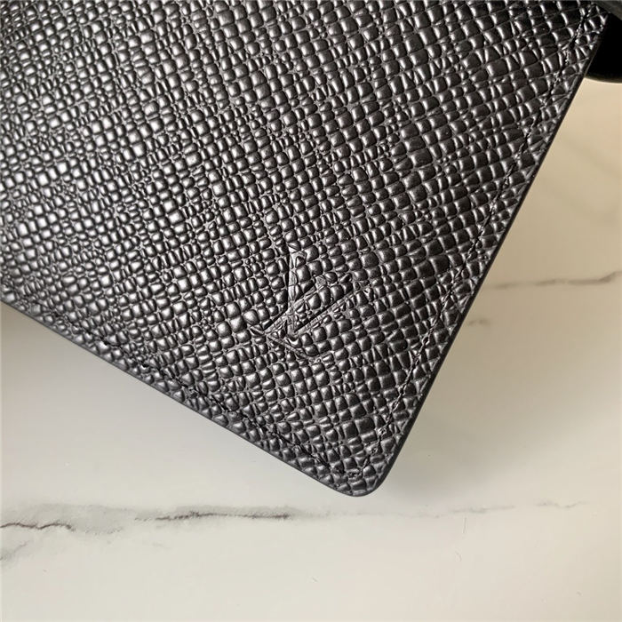 Louis Vuitton SMALL RING AGENDA COVER Taiga Black High