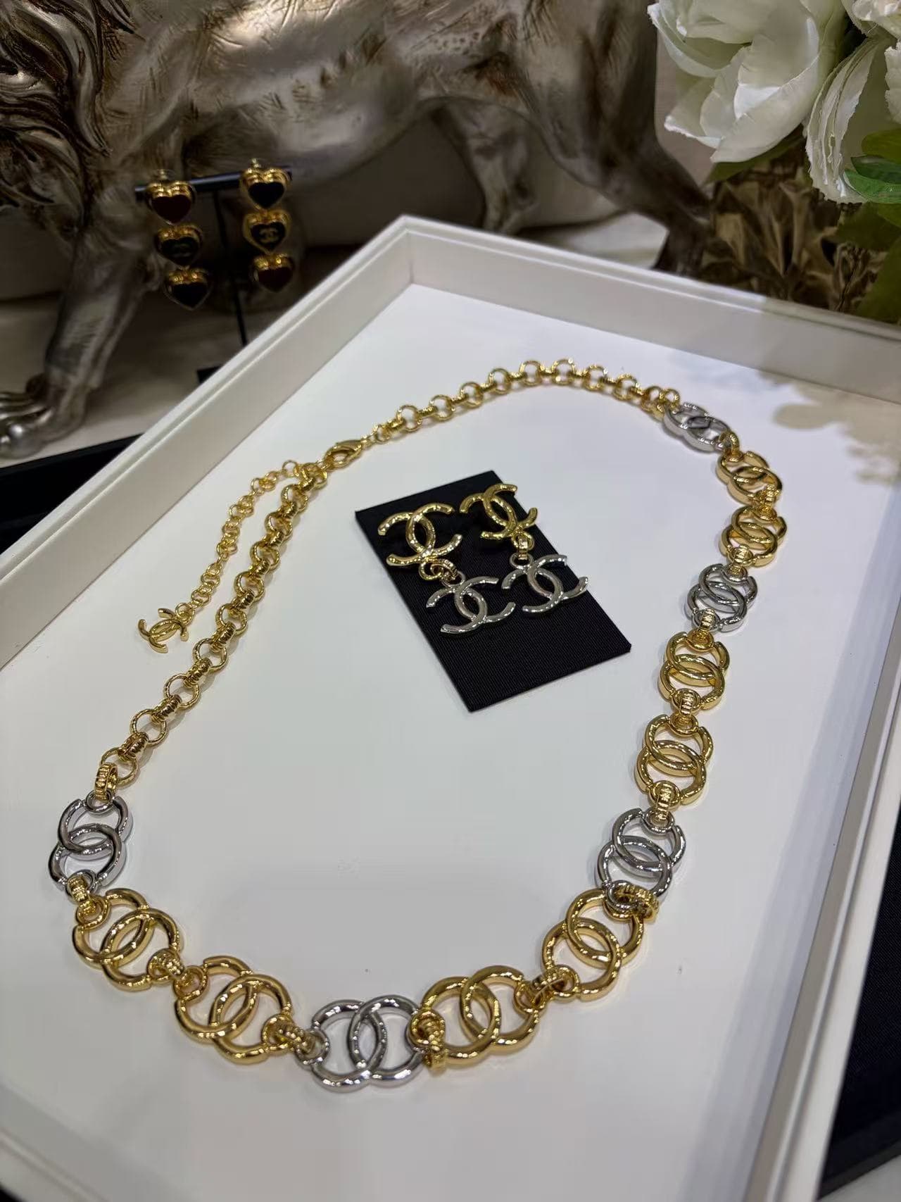 Chanel Chain Belt Gold & Silver Metal High