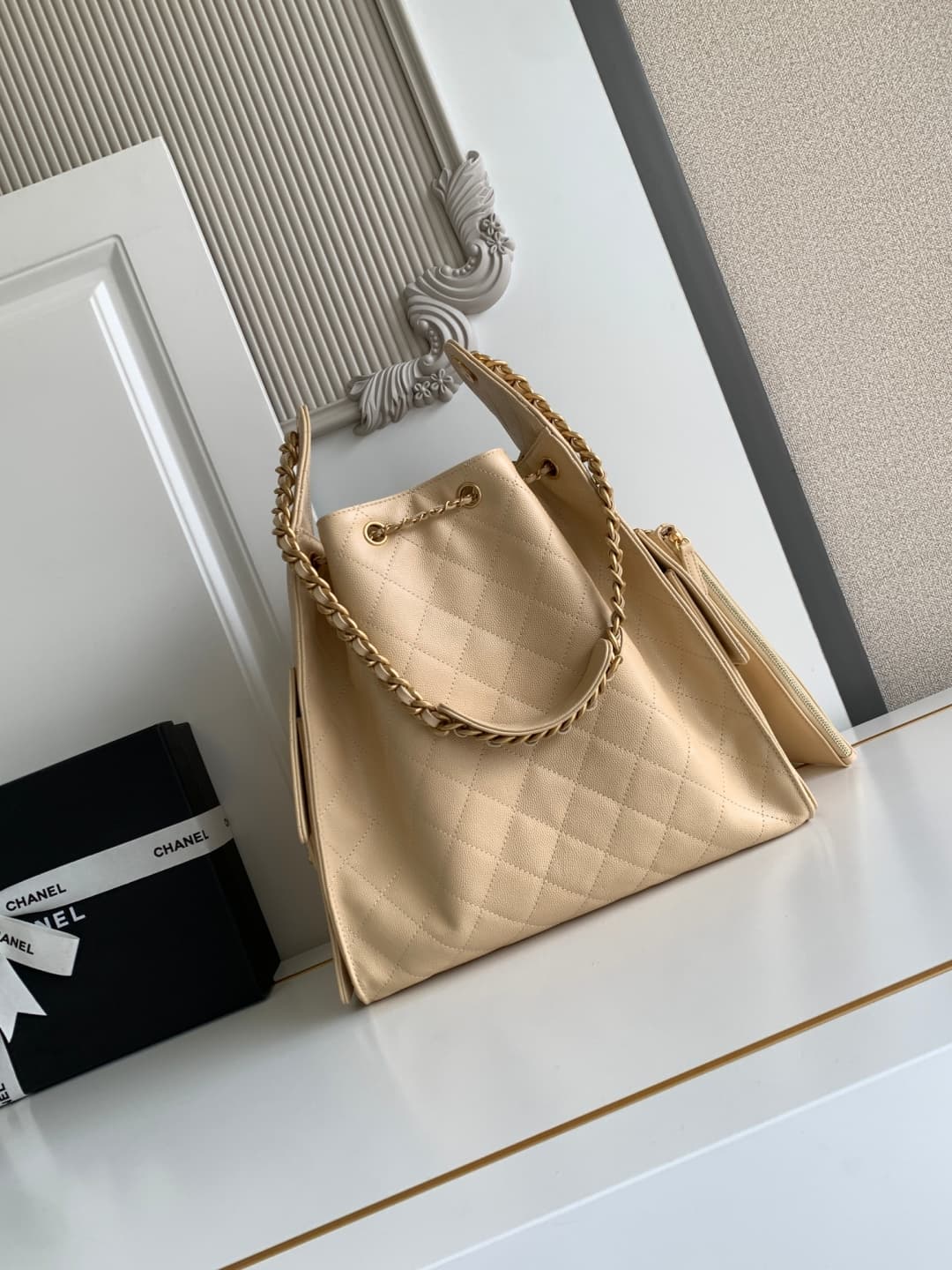 Chanel 25 Medium Hobo Medium handbag AS5311 Grained Calfskin & Gold-tone Metal Beige A