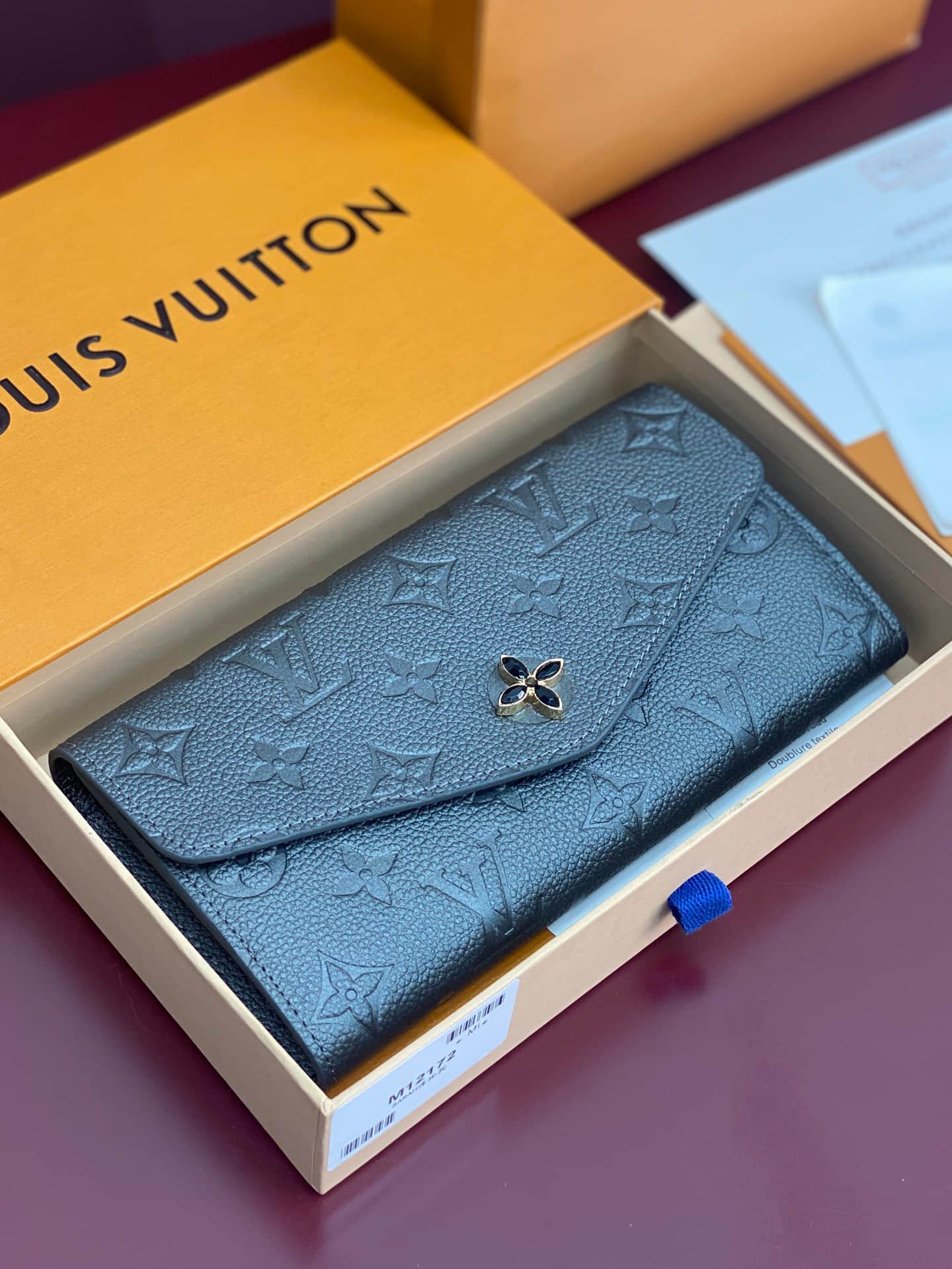 Louis Vuitton Sarah Wallet Supple grained cowhide leather M12172 Gun Metal High