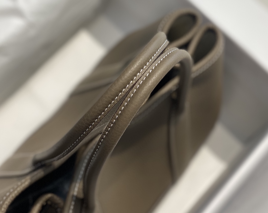 Hermes Garden Party 30/36 Bag Calfskin In Gri Elephant High