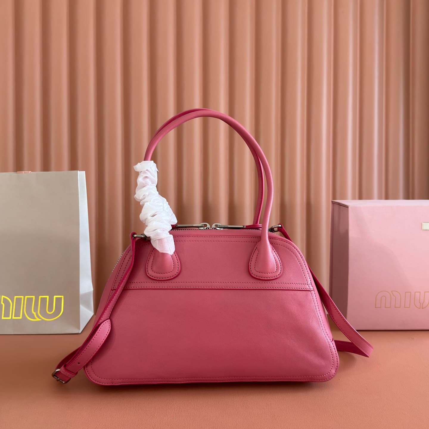Miu Miu Vivant nappa leather bag Pink 5BB199 TOP