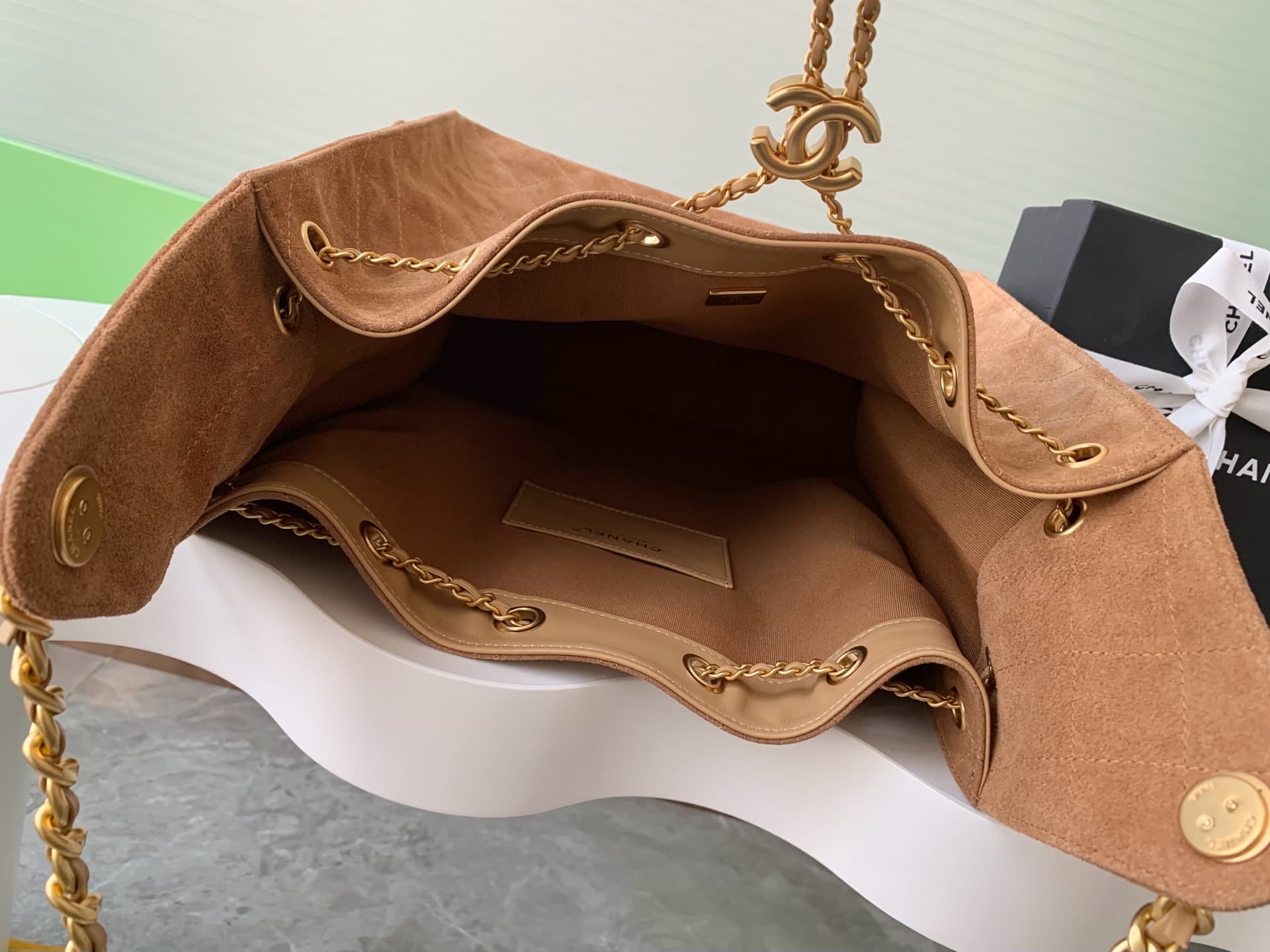 Chanel 25 Medium Hobo Medium handbag AS5311 Suede & Gold-tone Metal Brown High