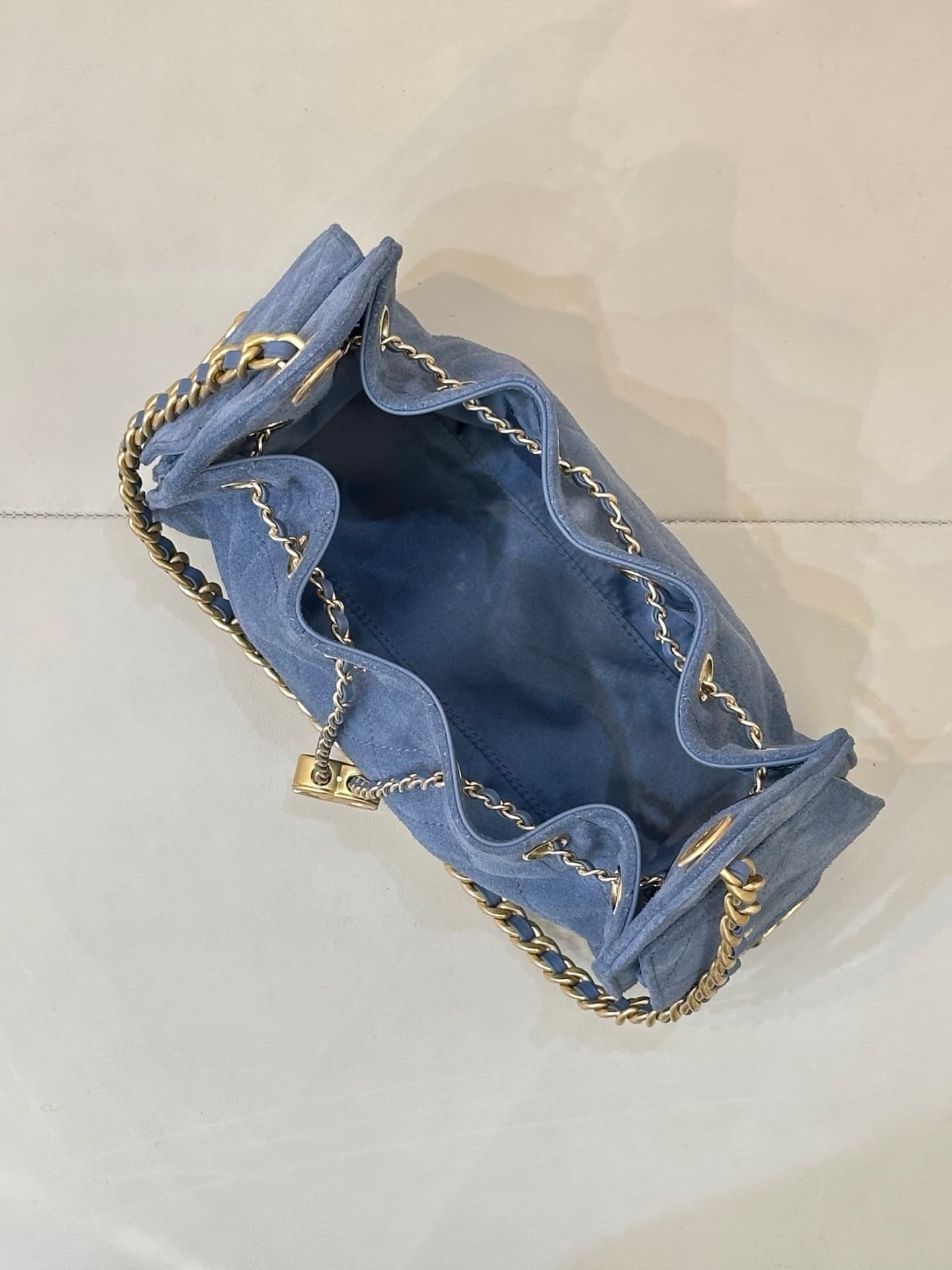 CHANEL 25 Mini Handbag AS5631 Suede &Gold-tone Metal Drak Blue TOP