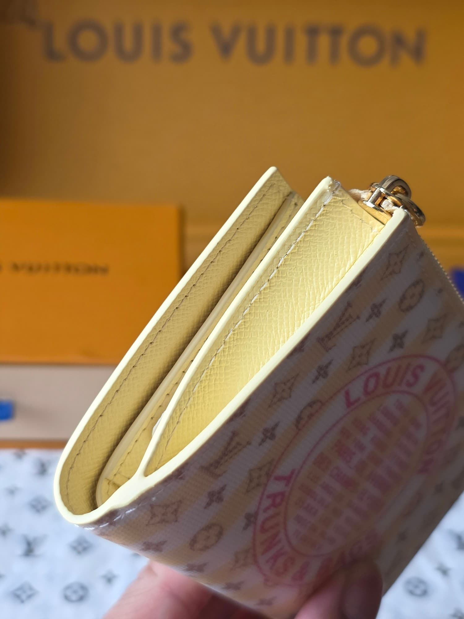 Louis Vuitton Lisa Wallet LV Stamp Banana Coated canvas M29455 High