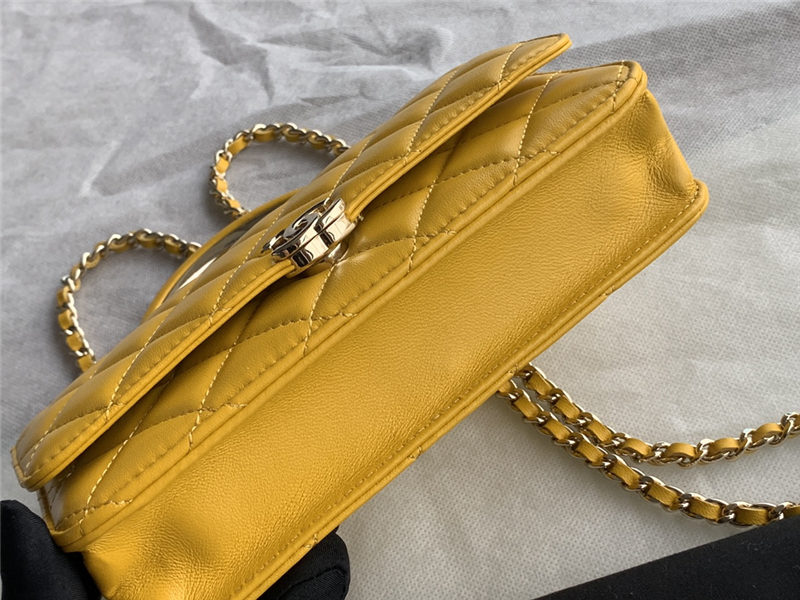 Chanel Wallet on Chain With Handle AP2844 Lambskin & Gold-Tone Metal Yellow A