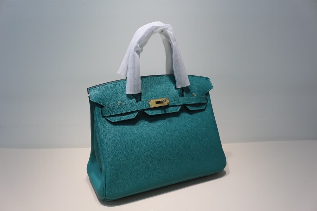 Hermes Birkin 25/30/35cm Bag Togo Leather In Blue Paon WAX High