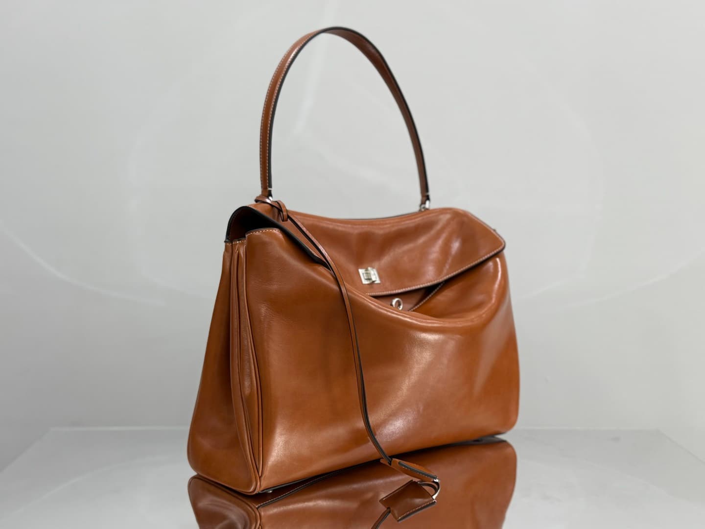 Balenciaga Rodeo Large Bag in Tan Leather With Silver-Tone Metal TOP
