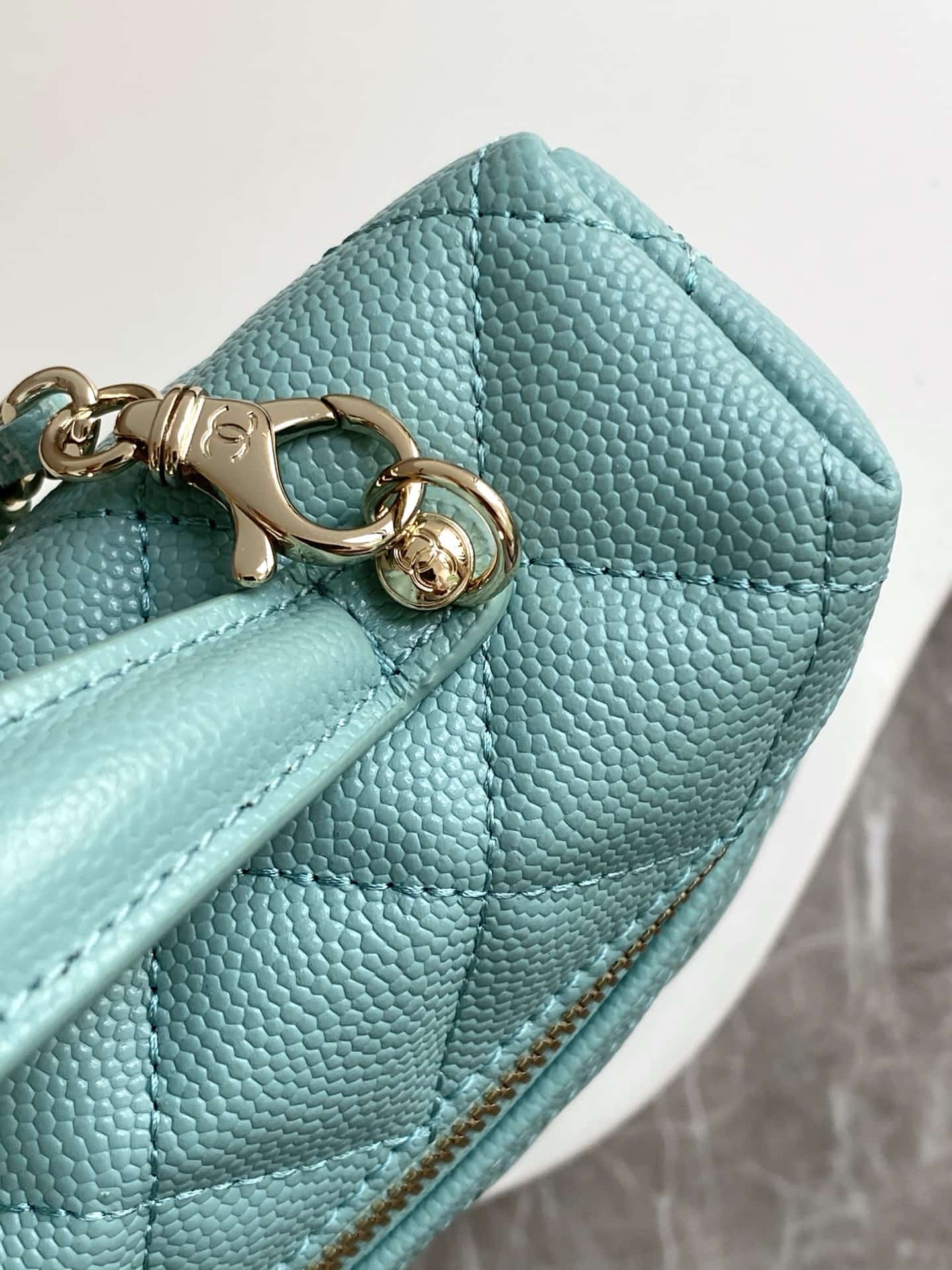 Chanel VANITY WITH CHAIN AP4407 Grained Calfskin & Gold-Tone Metal Blue High