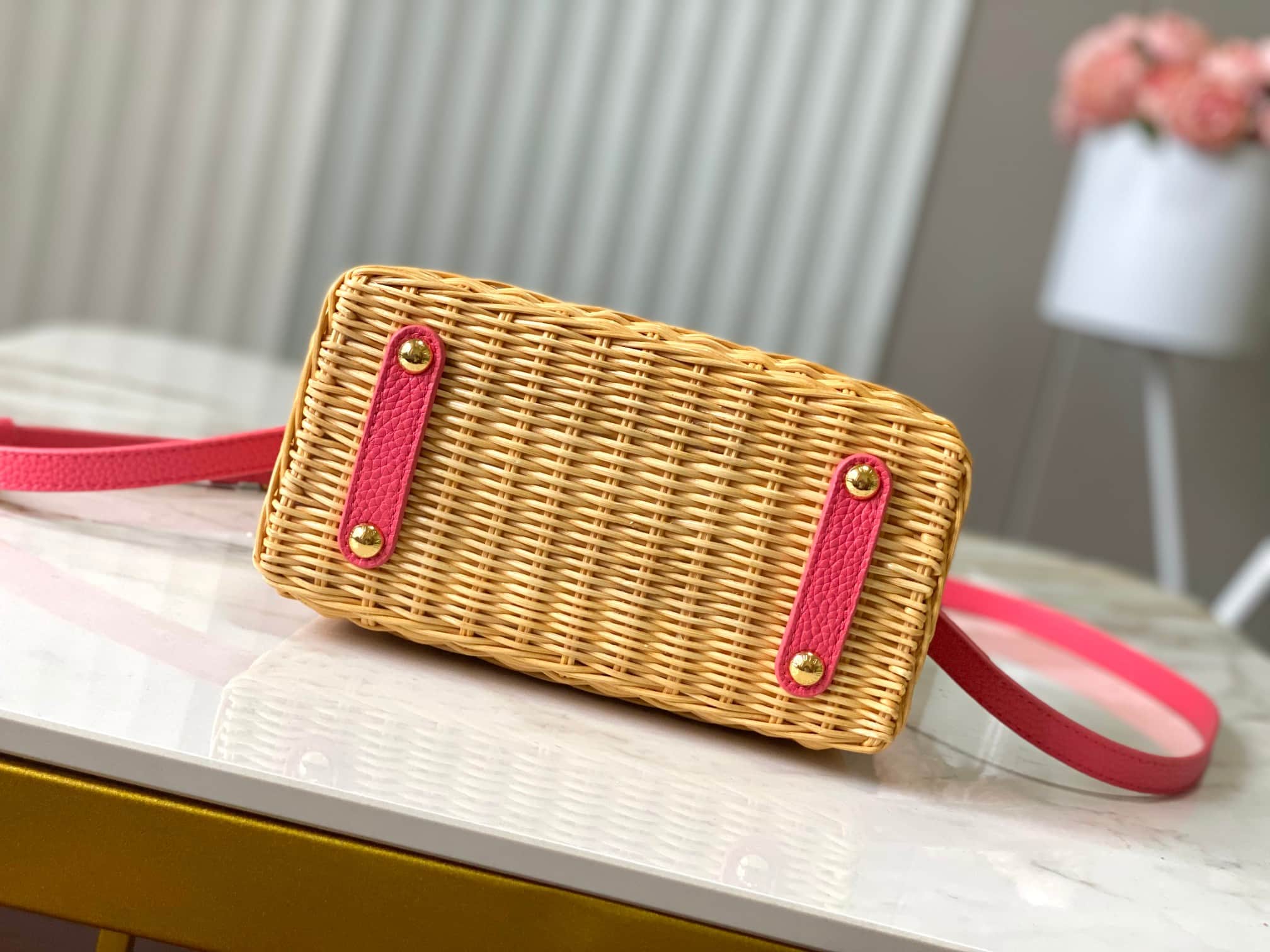 Louis Vuitton Capucines Mini Rattan and cowhide leather M26005 Pink Top