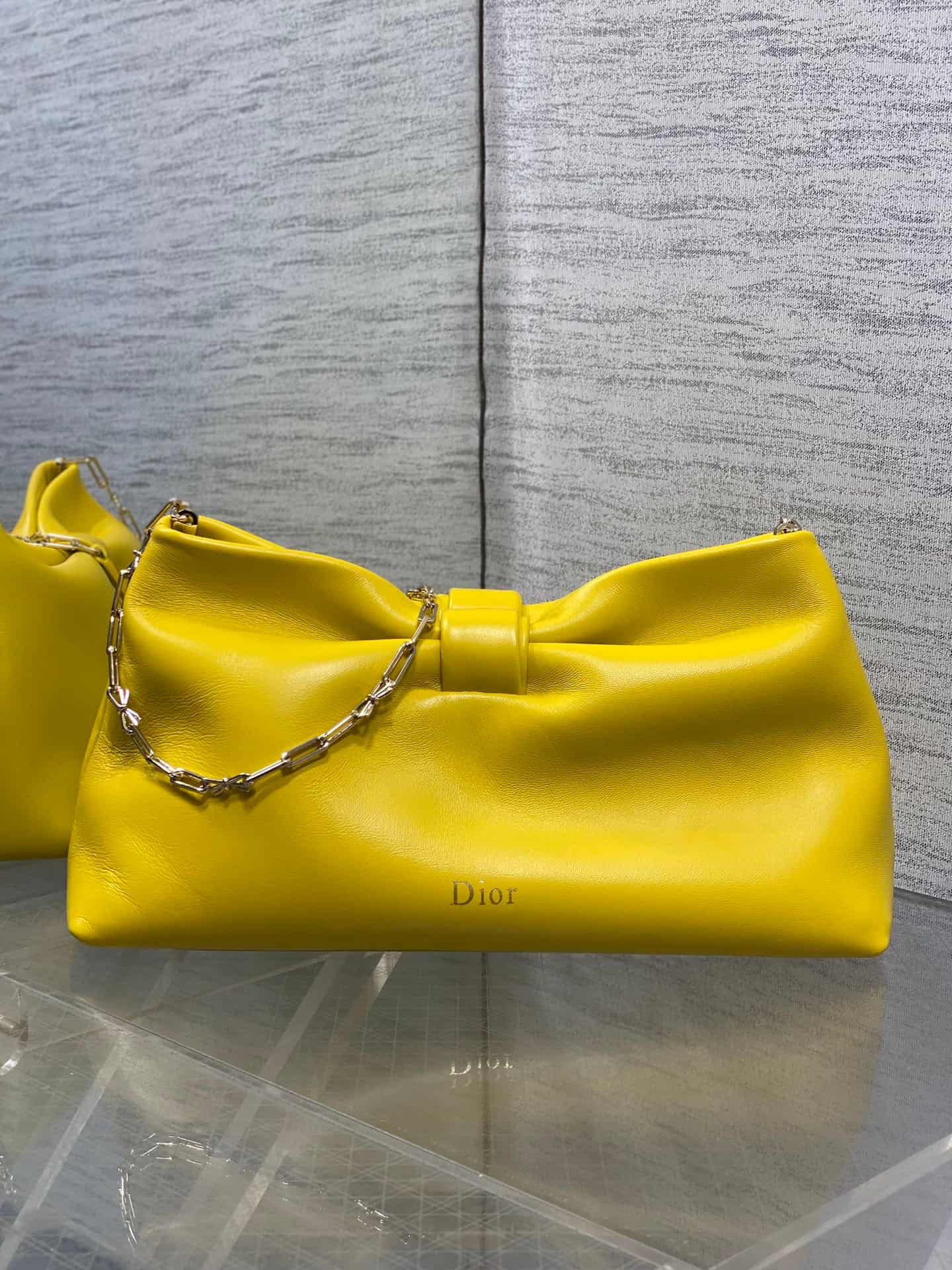 Dior Or Medium Dior Bow Bag Buttercup Leather High