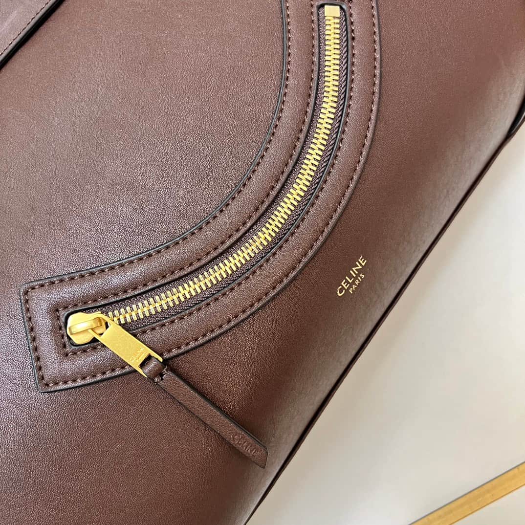 Celine BIG SMILE LUGGAGE IN Natural Supple Calfskin DEEP BROWN High