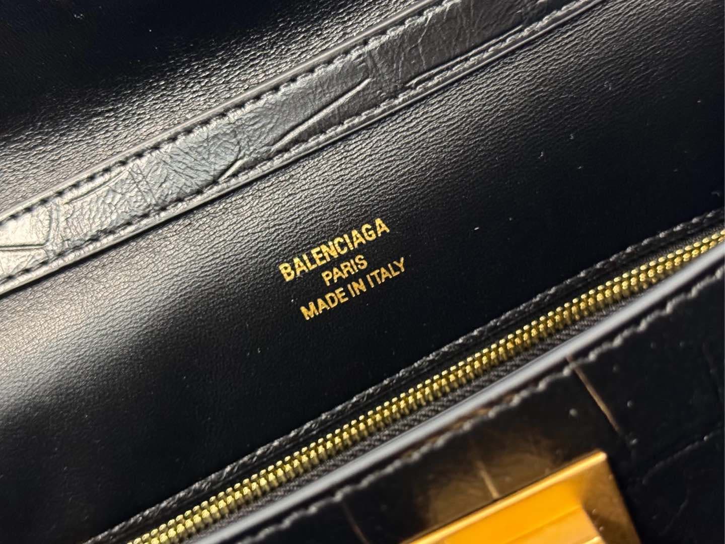 Balenciaga Rodeo Large Bag in Black Crocodile Embossed Calfskin With Gold-Tone Metal TOP
