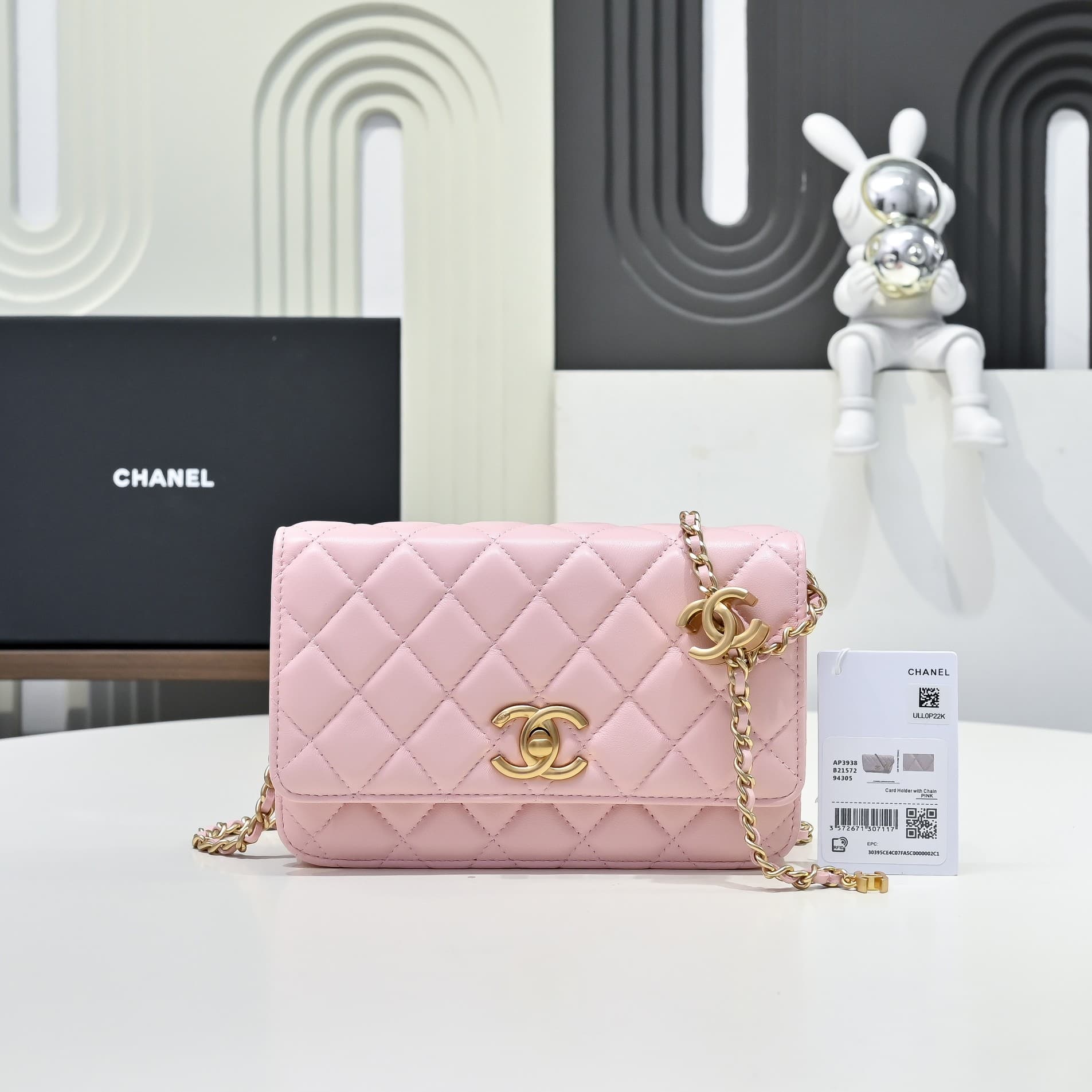 Chanel Wallet on Chain Quilted Leather  & Gold-Tone Metal Pink AP3938 High