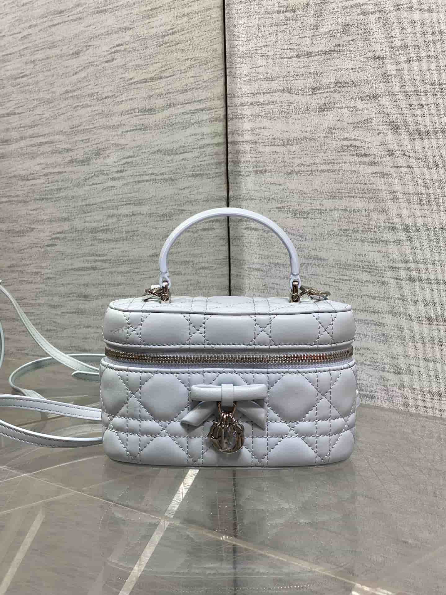 Dior Mini Vanity Ice Blue Cannage Lambskin S2603 High