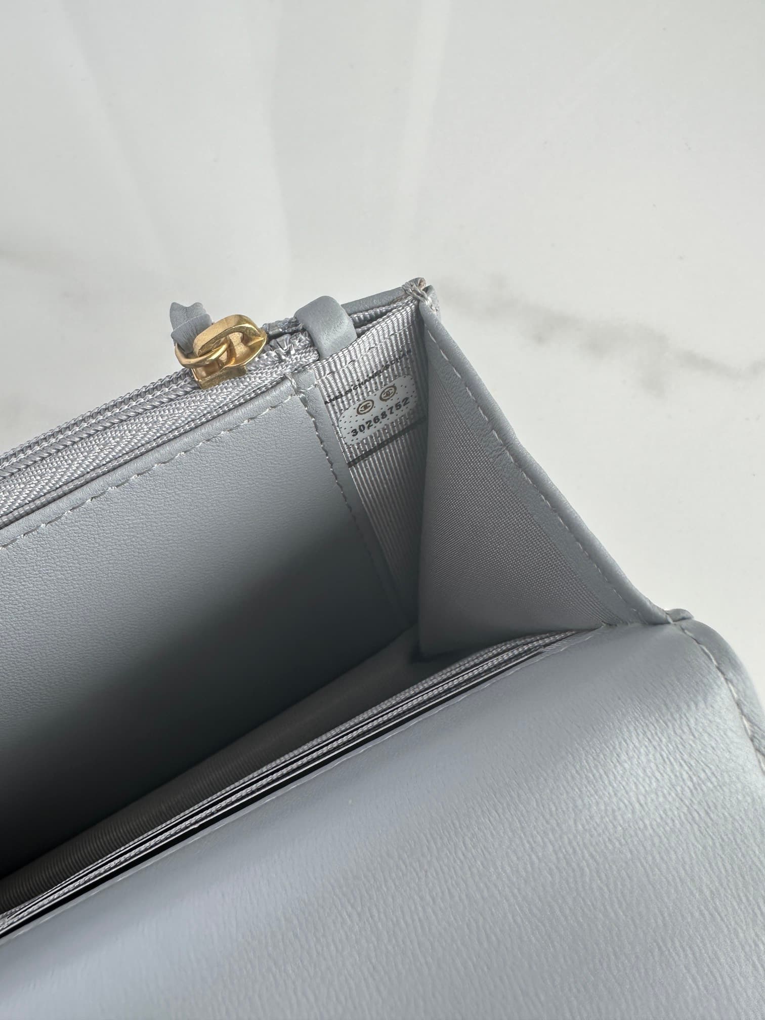 Chanel Wallet on Chain Lambskin Leather & Gold-Tone Metal Grey AP0957 A