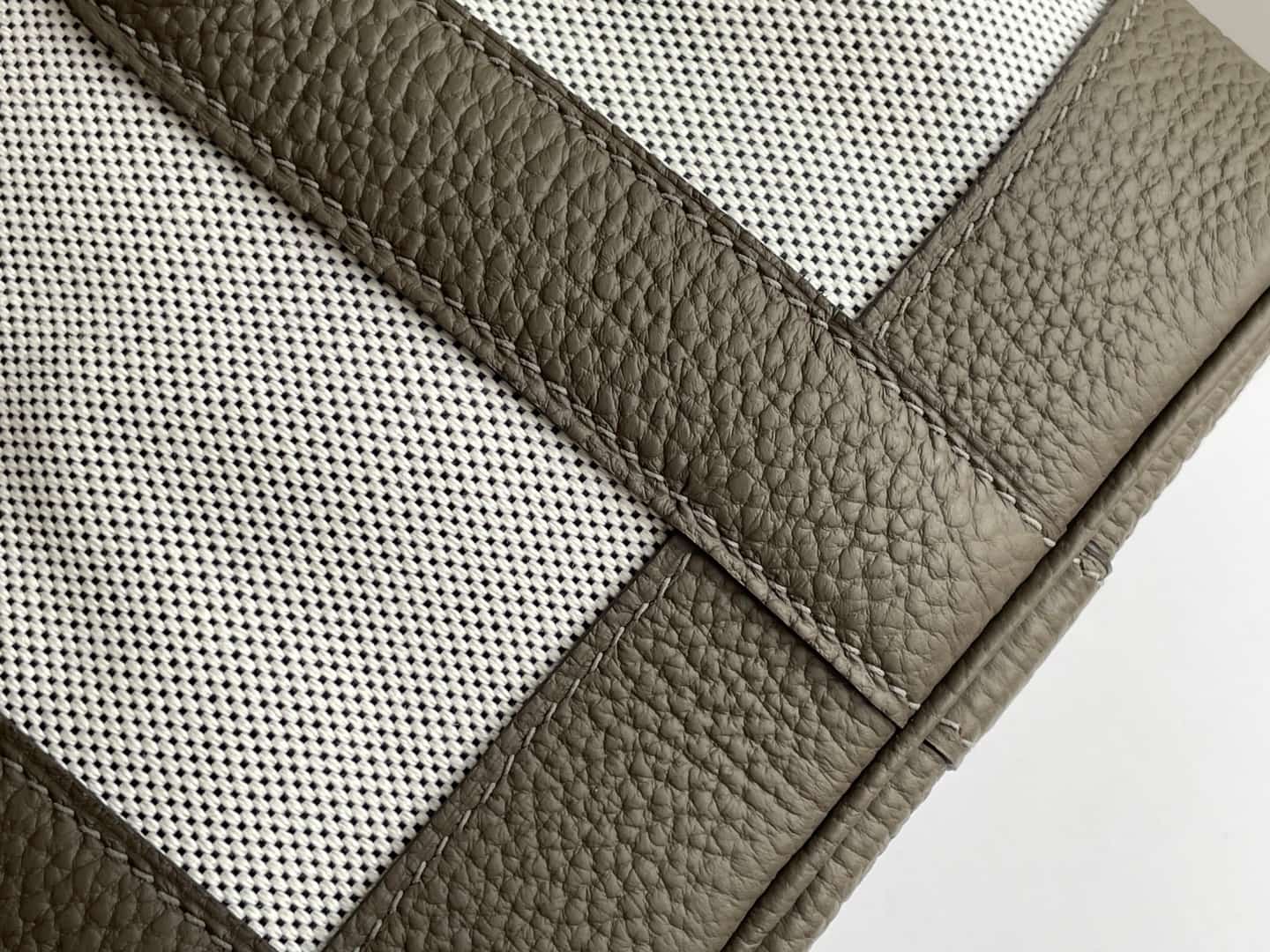 Hermes Garden Party 23 bag in Gris Meyer Togo Leather With Canvas WAX High
