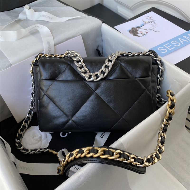 Chanel 19 Flap Bag Lambskin Black Silver High