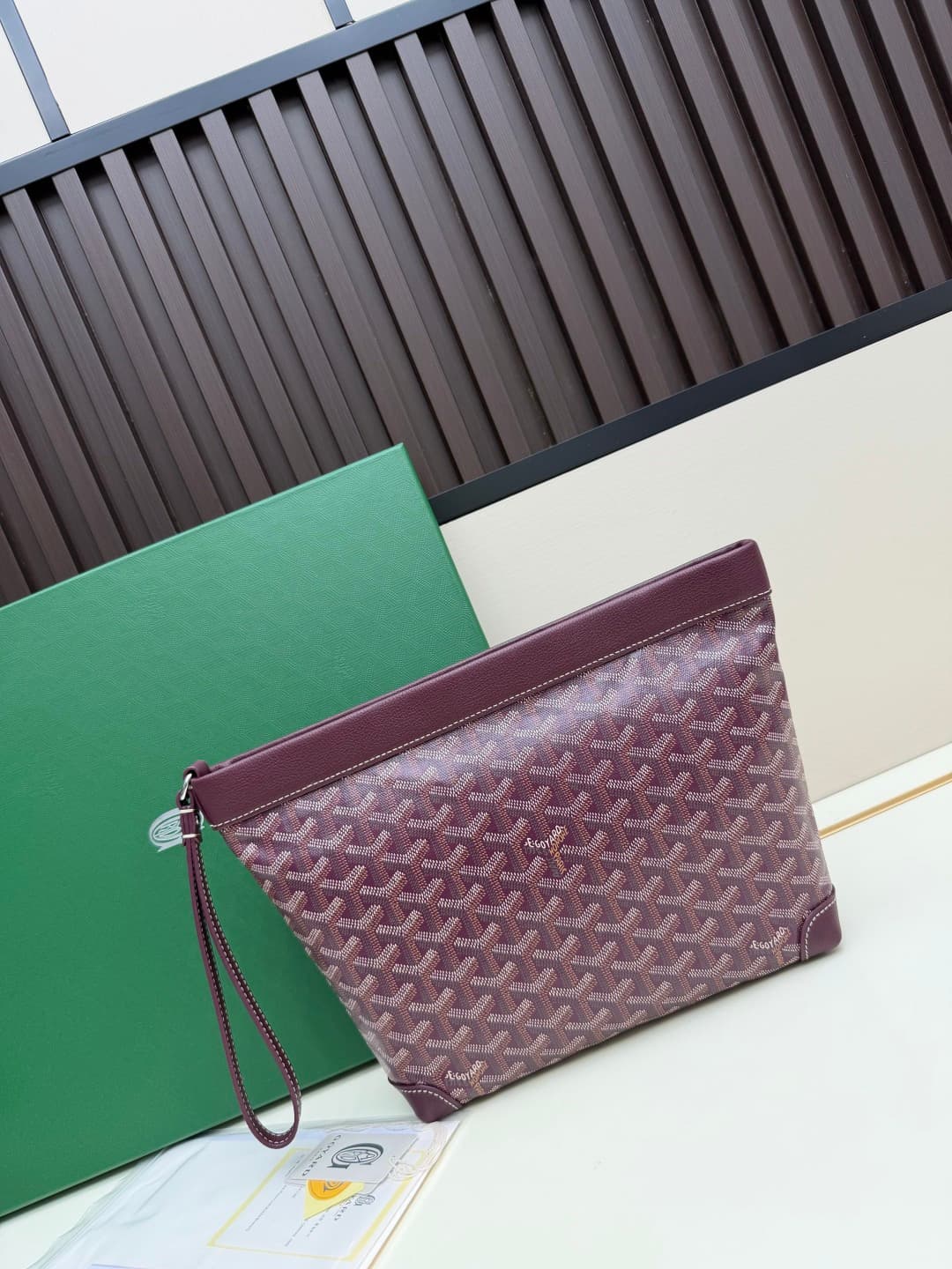 Goyard Conti pouch Goyardine canvas and Chevroches Calfskin Dark Brown High