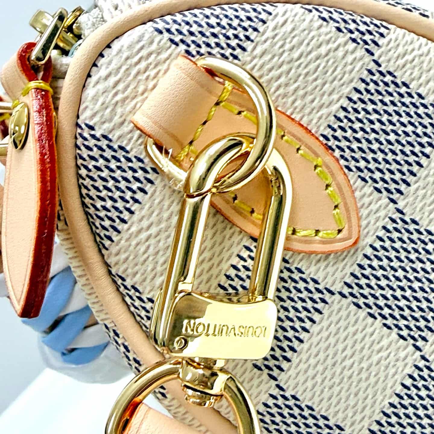Louis Vuitton Nano Speedy Damier Azur/Olympus Blue/White Coated canvas N40918 High