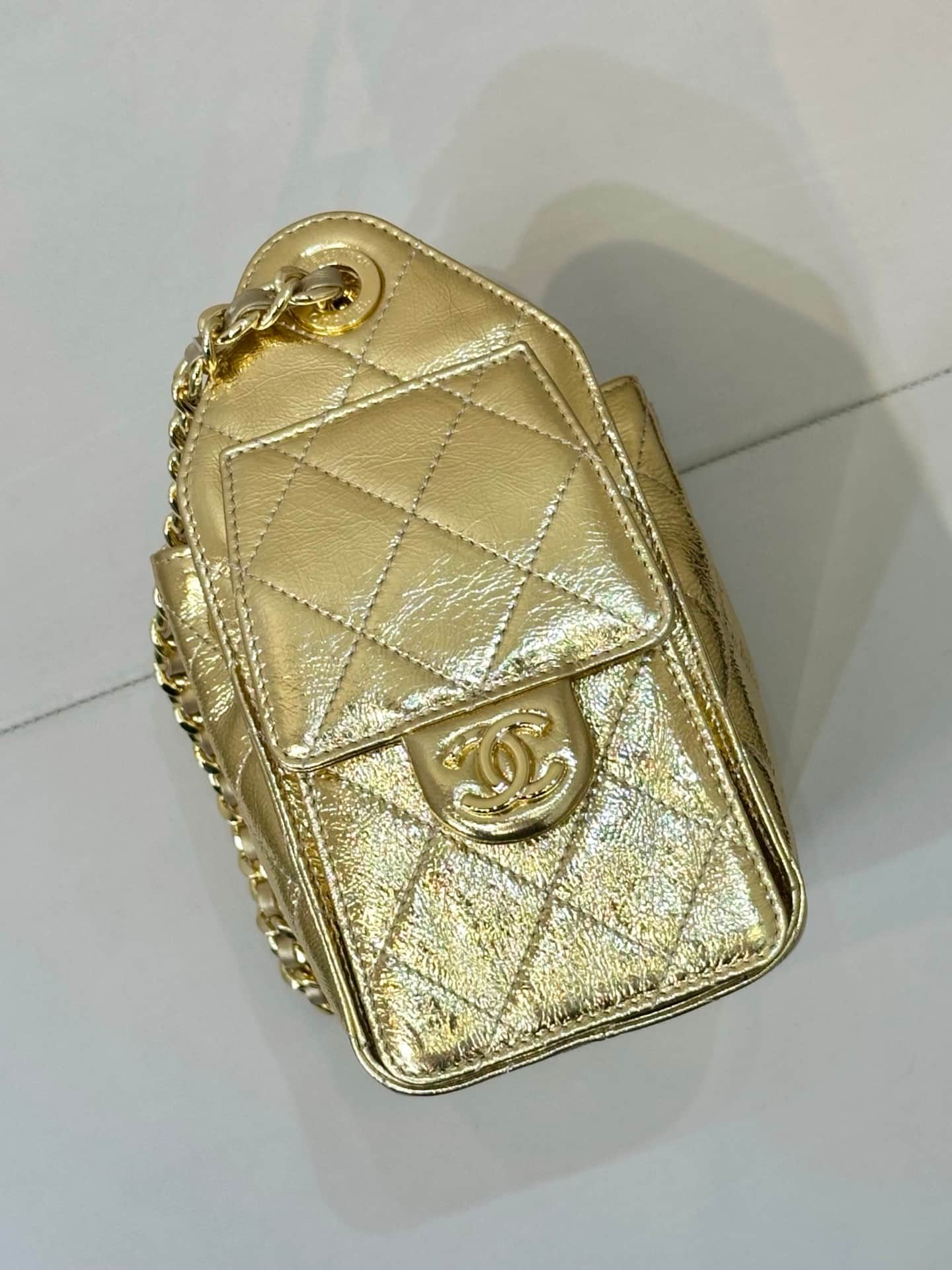 Chanel 25 Mini Hobo handbag AS5631 Metallic Calfskin & Gold-Tone Metal Gold TOP