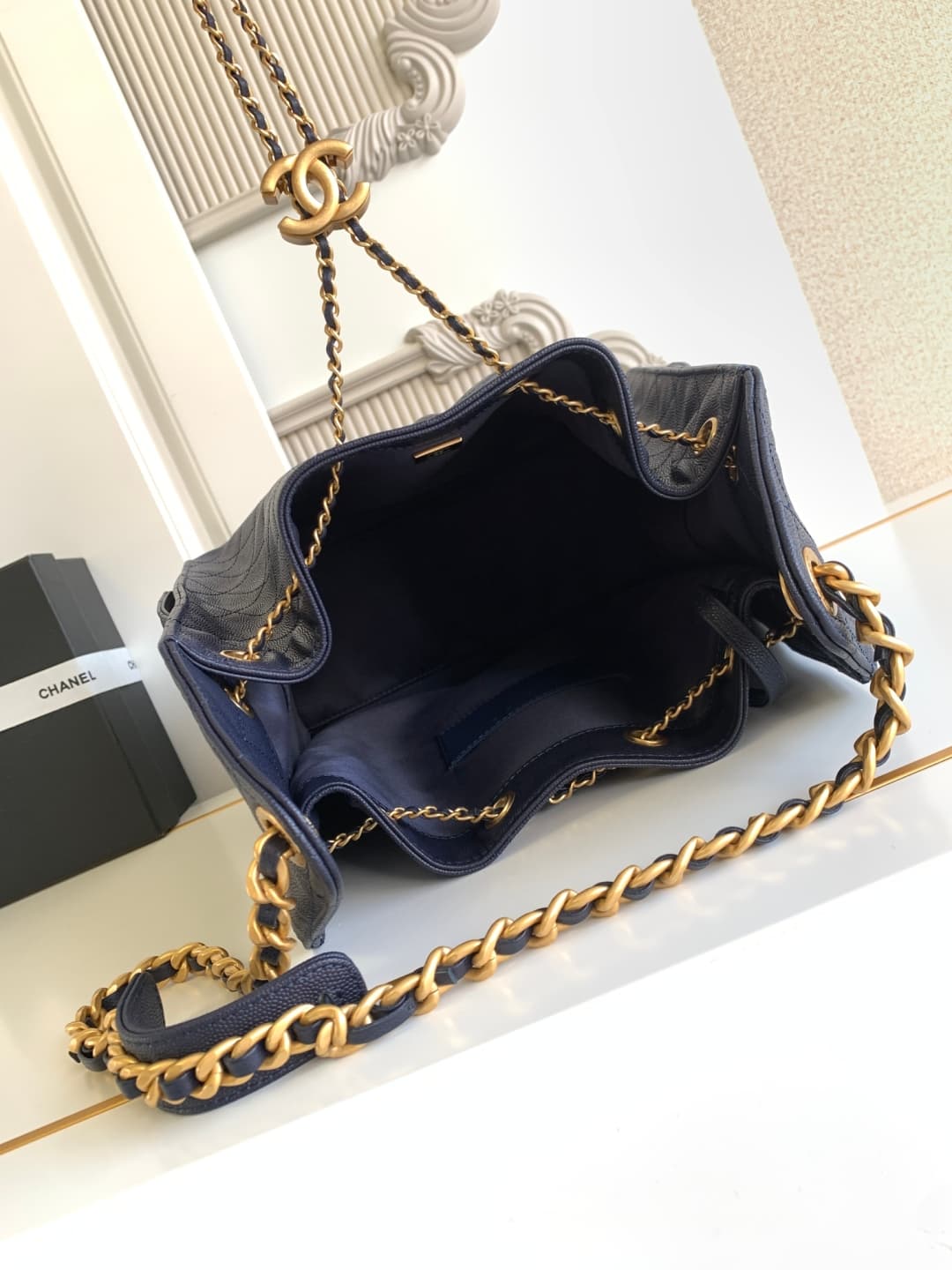 Chanel 25 Medium Hobo Medium handbag AS5311 Grained Calfskin & Gold-tone Metal Dark Blue A