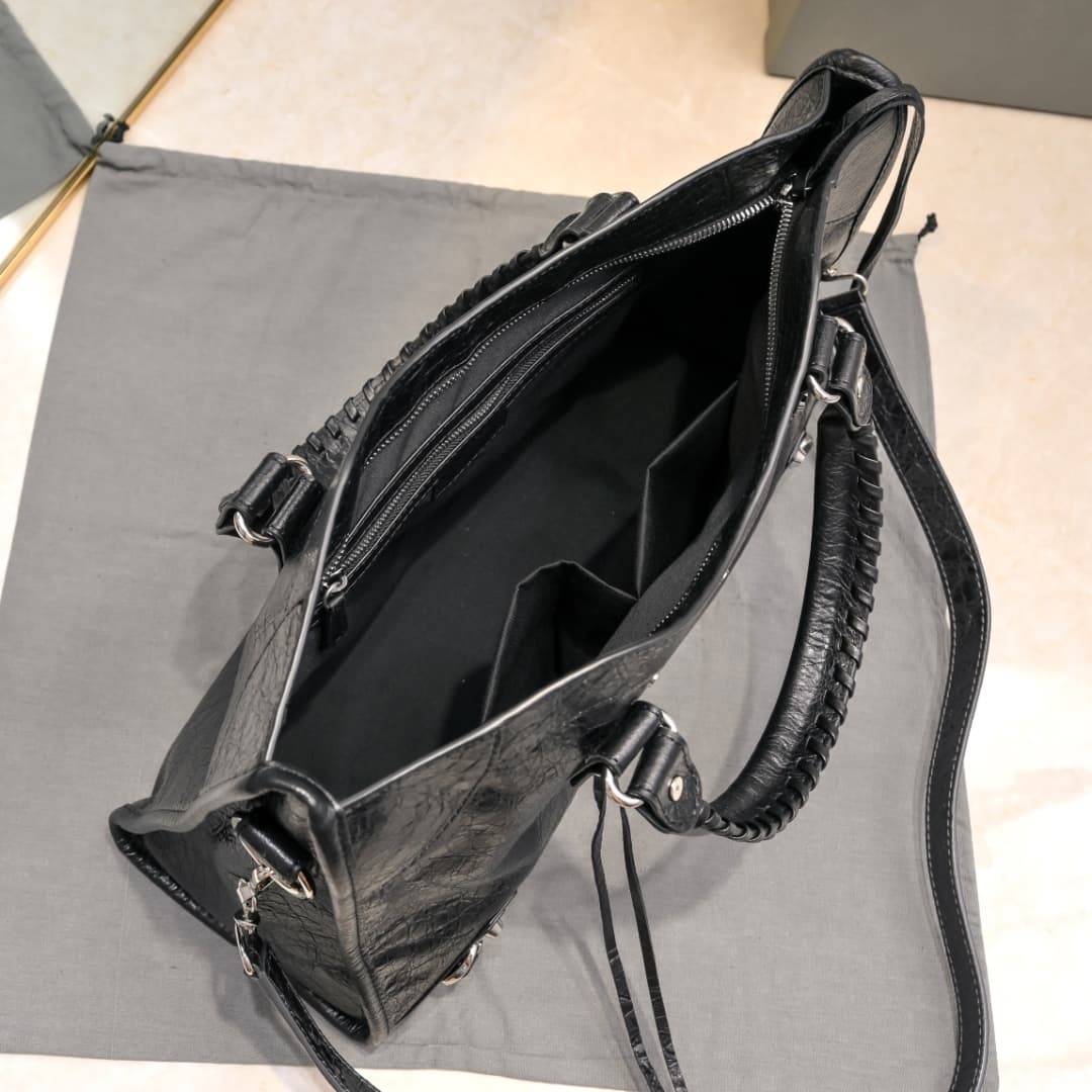 WOMEN'S LE CITY Medium Bag Silver Metal Black High