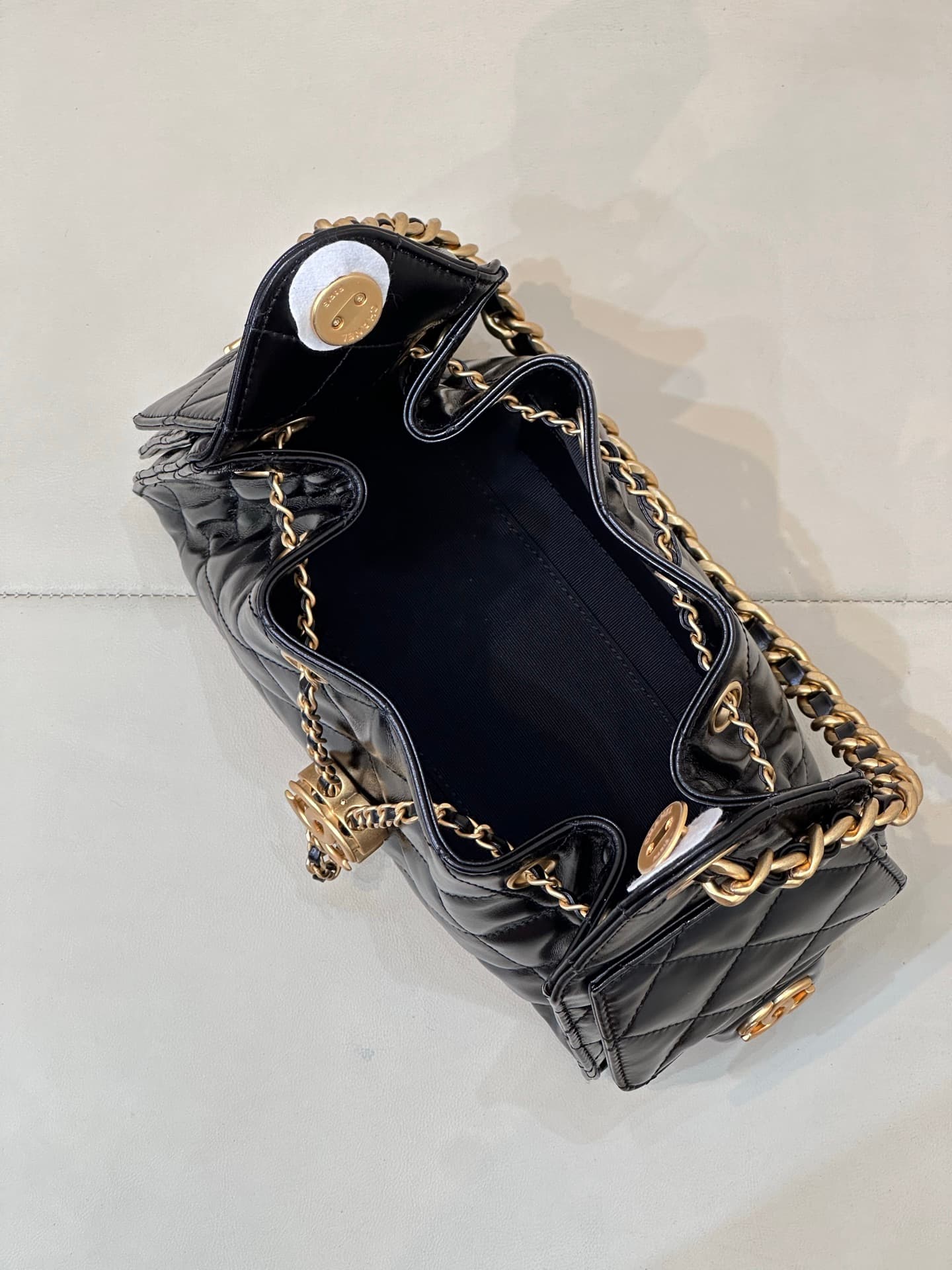 CHANEL 25 Mini Handbag AS5631 Shiny Calfskin & Gold-tone Metal Black TOP