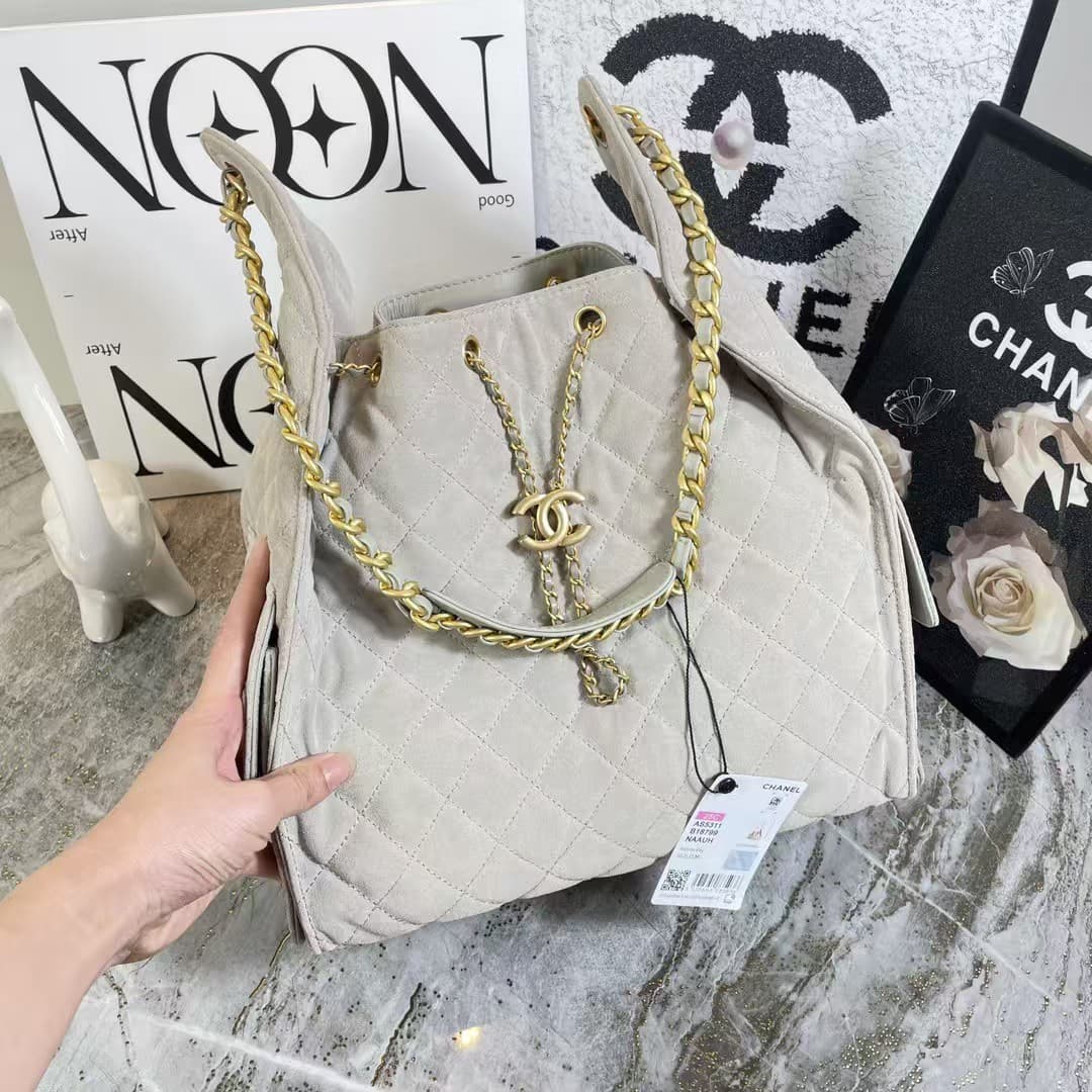 Chanel 25 Medium Hobo handbag AS5311 Suede & Gold-tone Metal Grey High