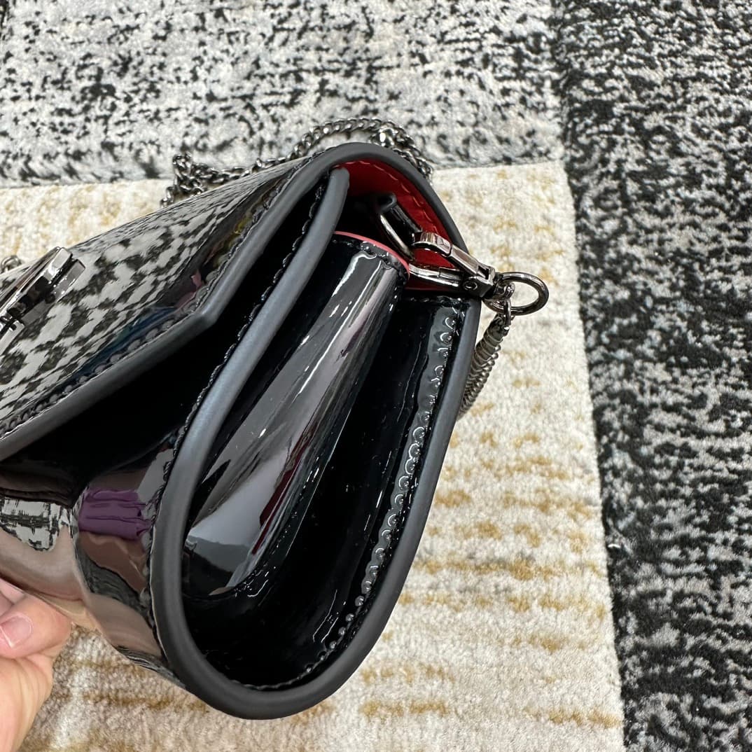 Christian Louboutin Loubi54 patent leather shoulder bag in black High