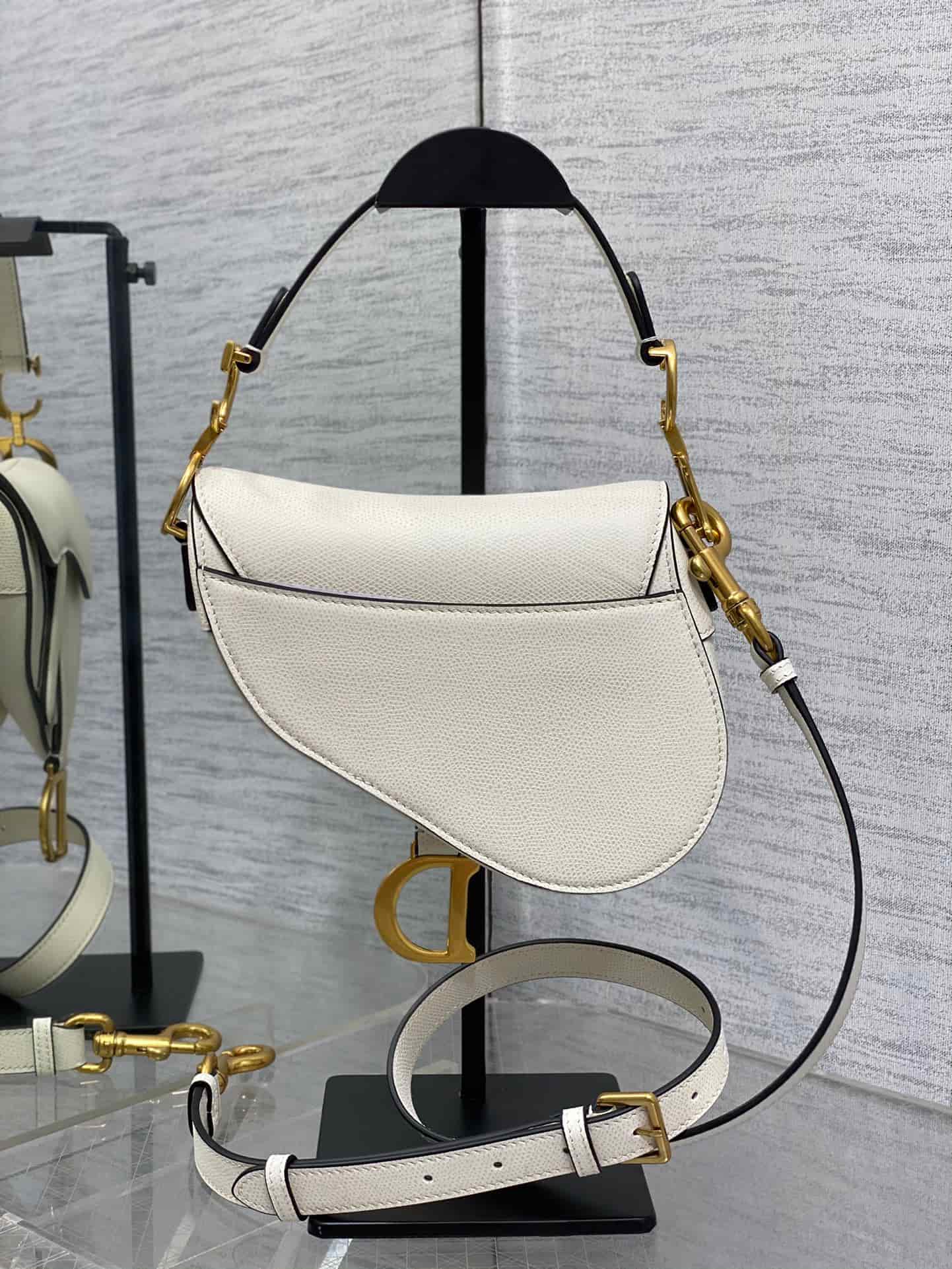 Mini SADDLE BAG Grained Calfskin Ivory High