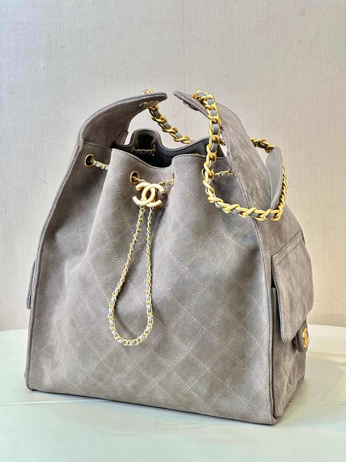 Chanel 25 Medium Hobo handbag AS5311 Suede &Gold-tone Metal Grey TOP