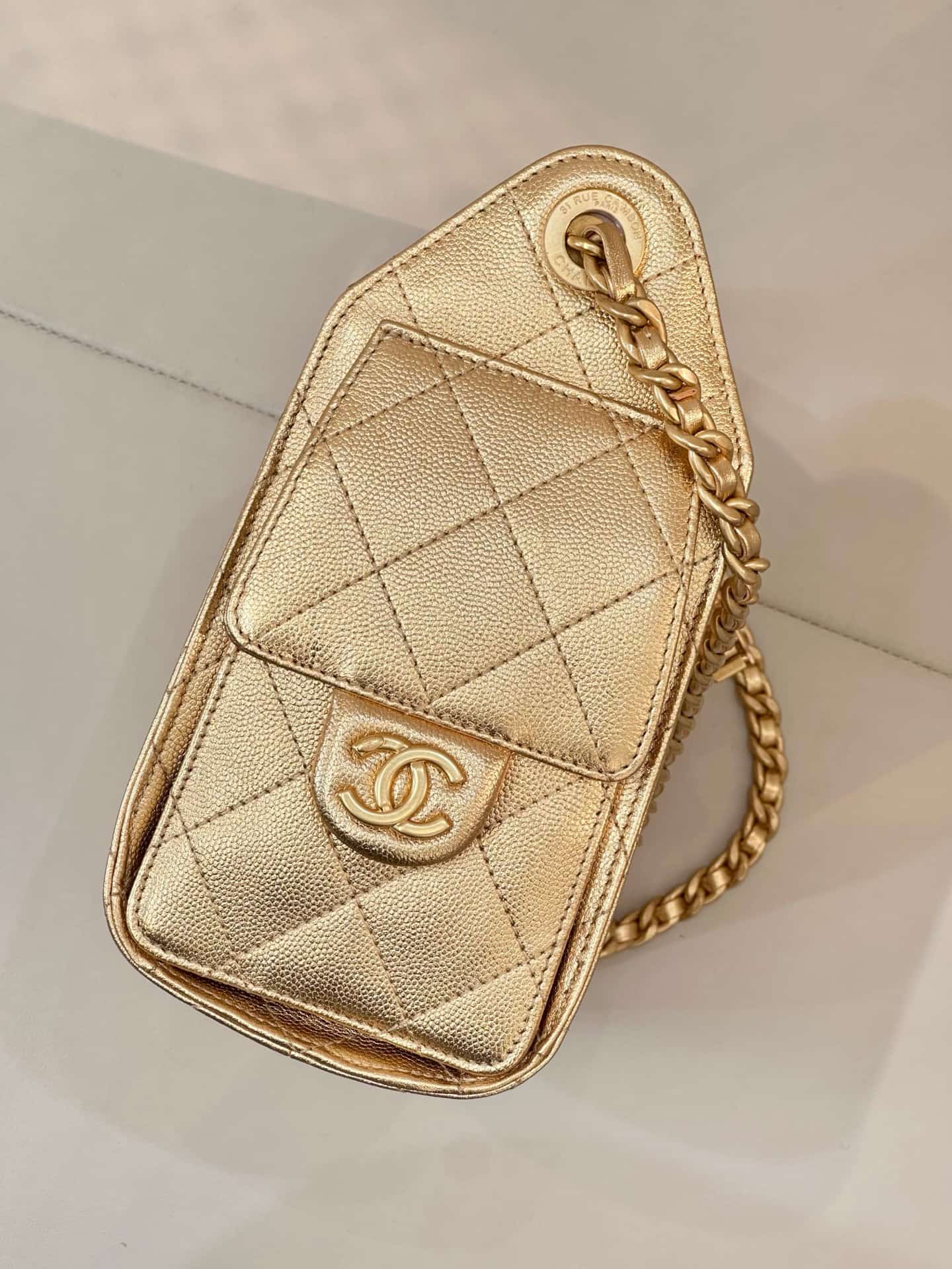 CHANEL 25 Mini Handbag AS5631 Grained Calfskin & Gold-tone Metal Gold TOP