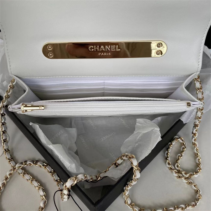 Chanel Wallet on Chain With Handle AP2844 Lambskin & Gold-Tone Metal White A