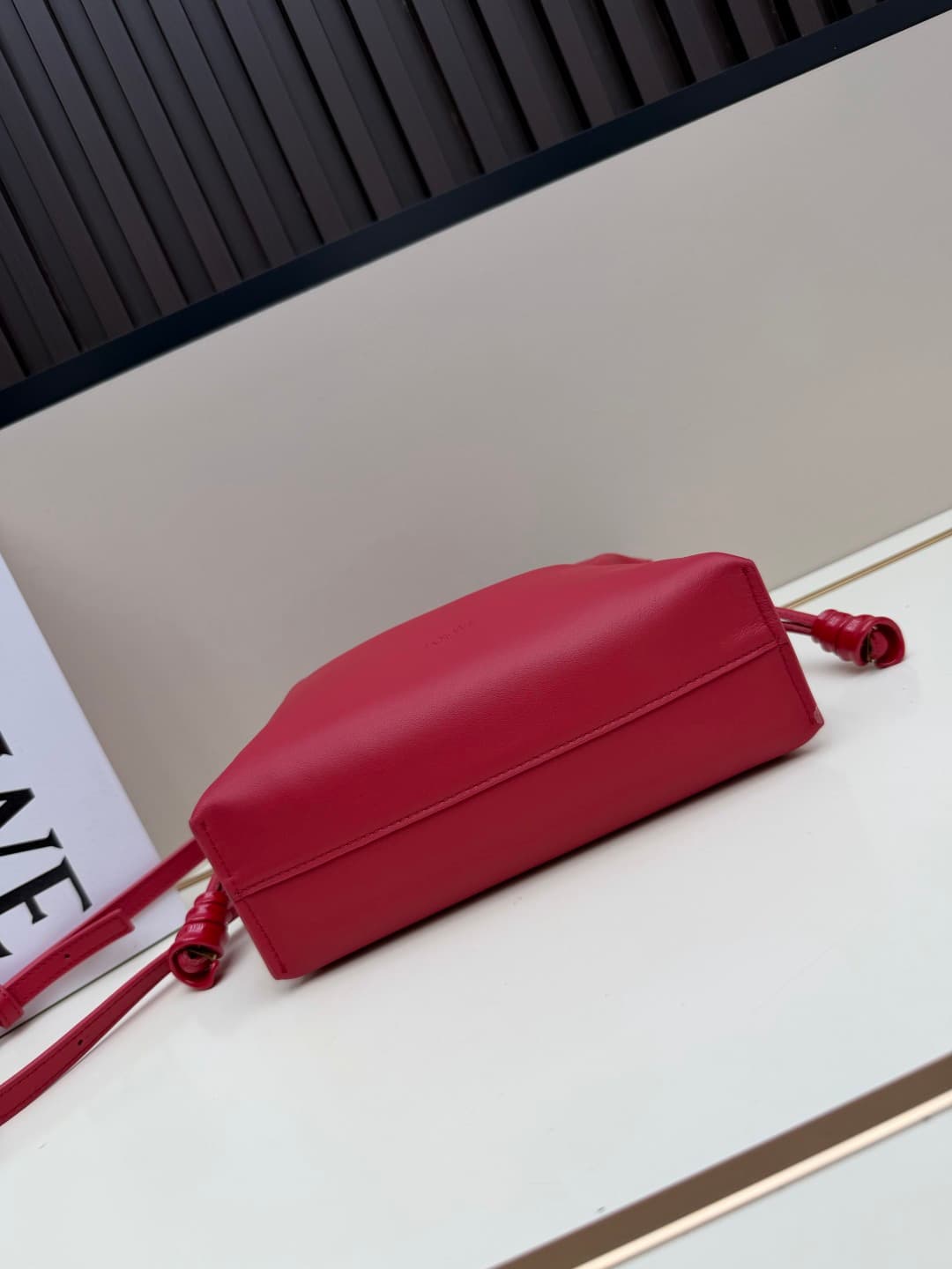 Loewe Small Flamenco Ruched Clutch Bag in Red Leather High