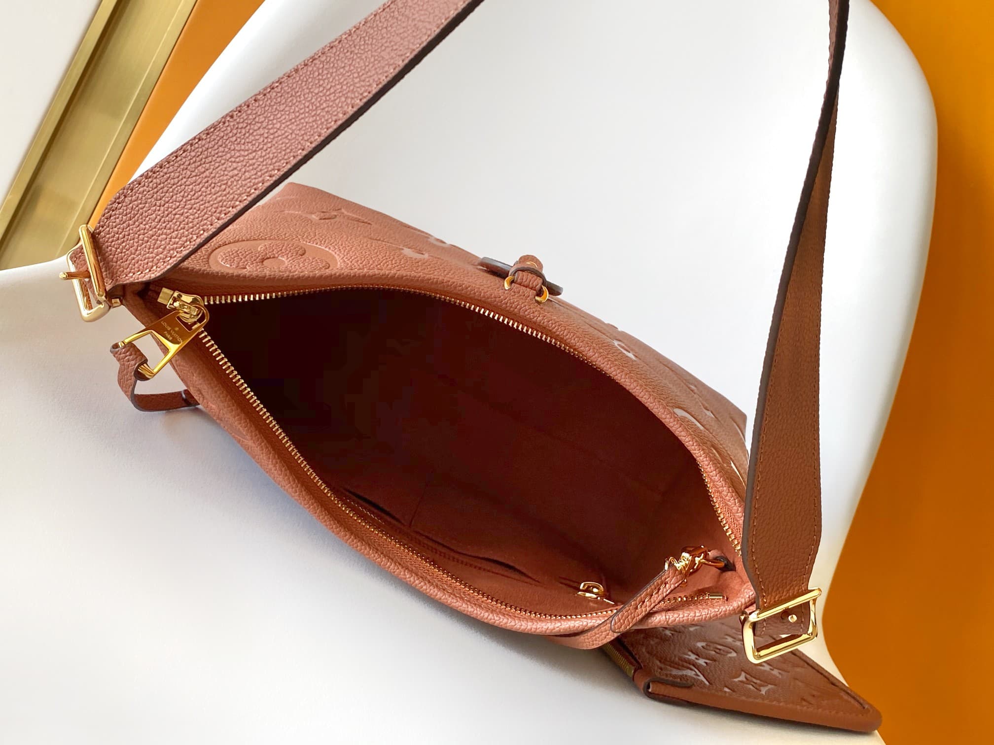 Louis Vuitton CarryAll PM Cognac Brown Embossed grained cowhide leather M11790 High