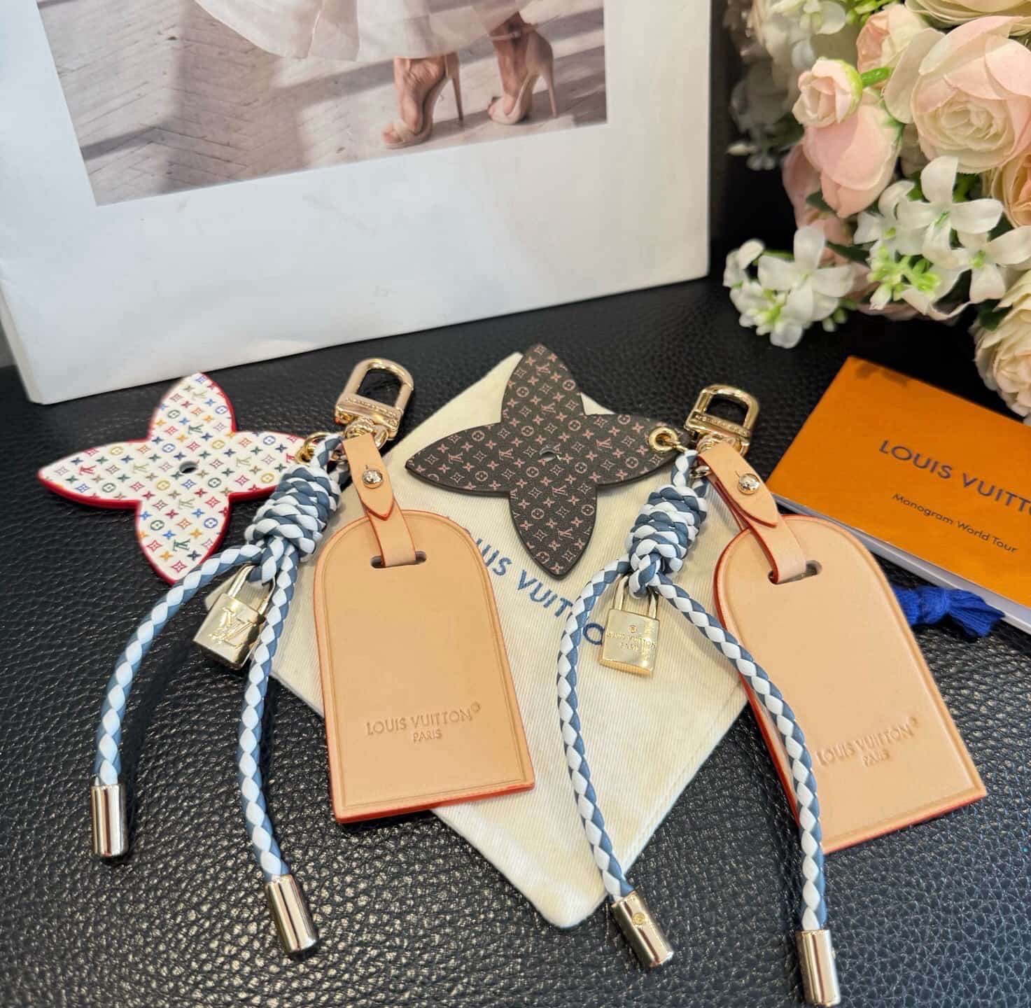 Louis Vuitton Calfskin Monogram Lock and Bloom Stacking Bag Charms