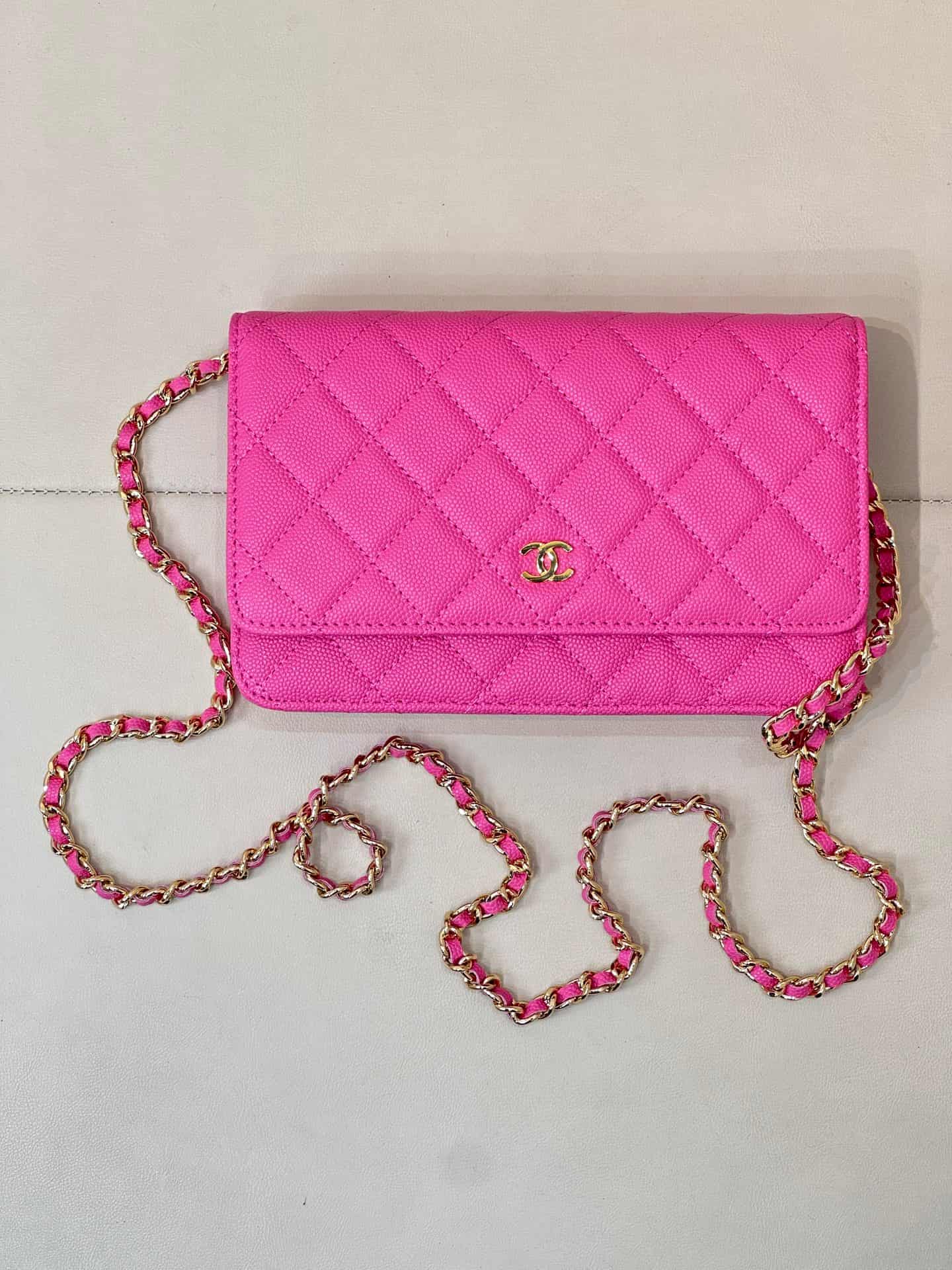 Chanel Wallet on Chain Grained Calfskin& Gold-tone Metal AP0250 Plum Red TOP