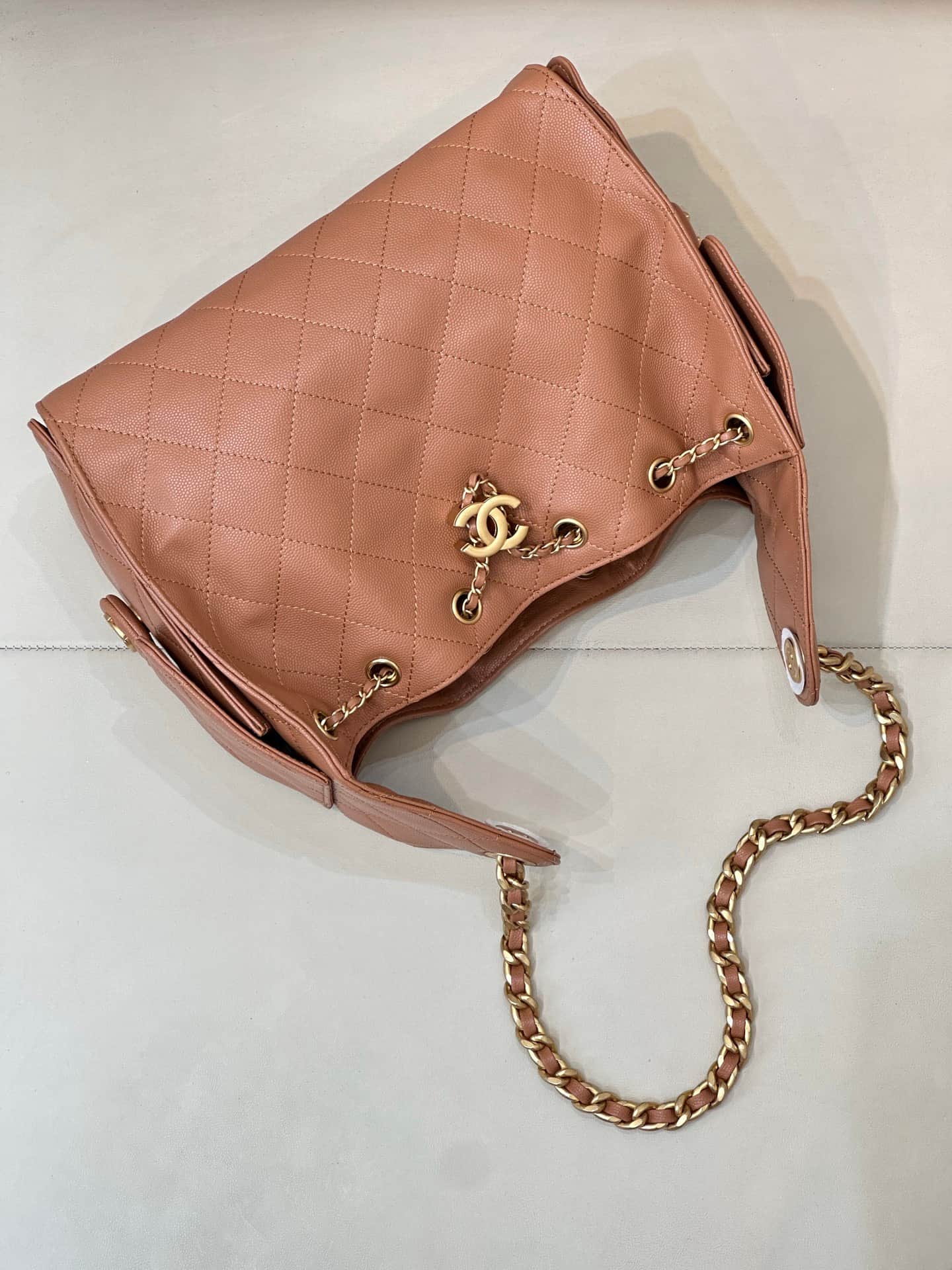 Chanel 25 Small Hobo handbag AS5293 Grained Calfskin & Gold-tone Metal Brown TOP
