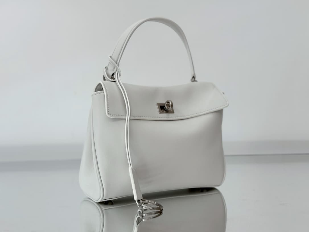 Balenciaga Rodeo Mini Bag in White Leather With Silver-Tone Metal TOP