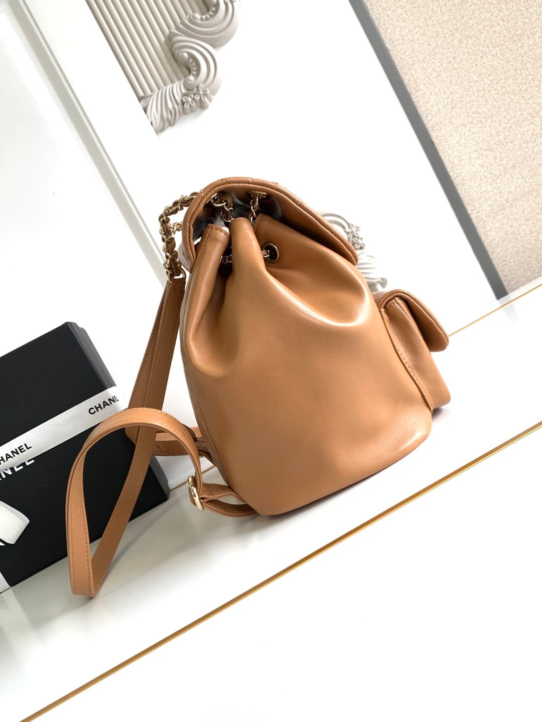 Chanel Medium Quilted Duma Backpack Lambskin AS3618 Brown A