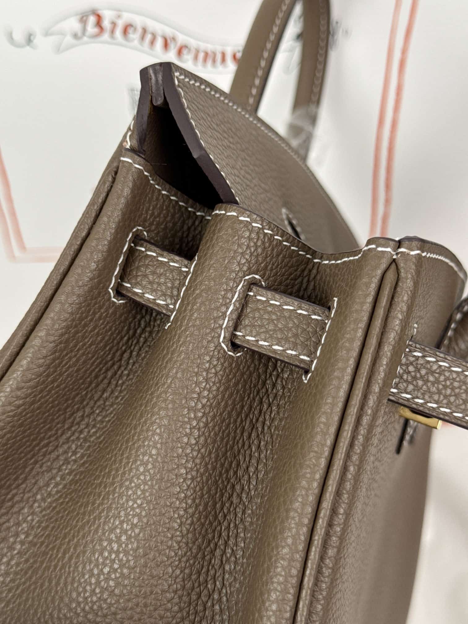 Hermes Birkin 25/30 Bag Togo Calfskin Leather Etoupe High